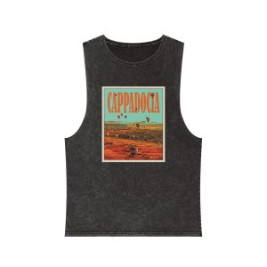 Cappadocia Retro Travel Poster Unisex Stonewash Tank Top
