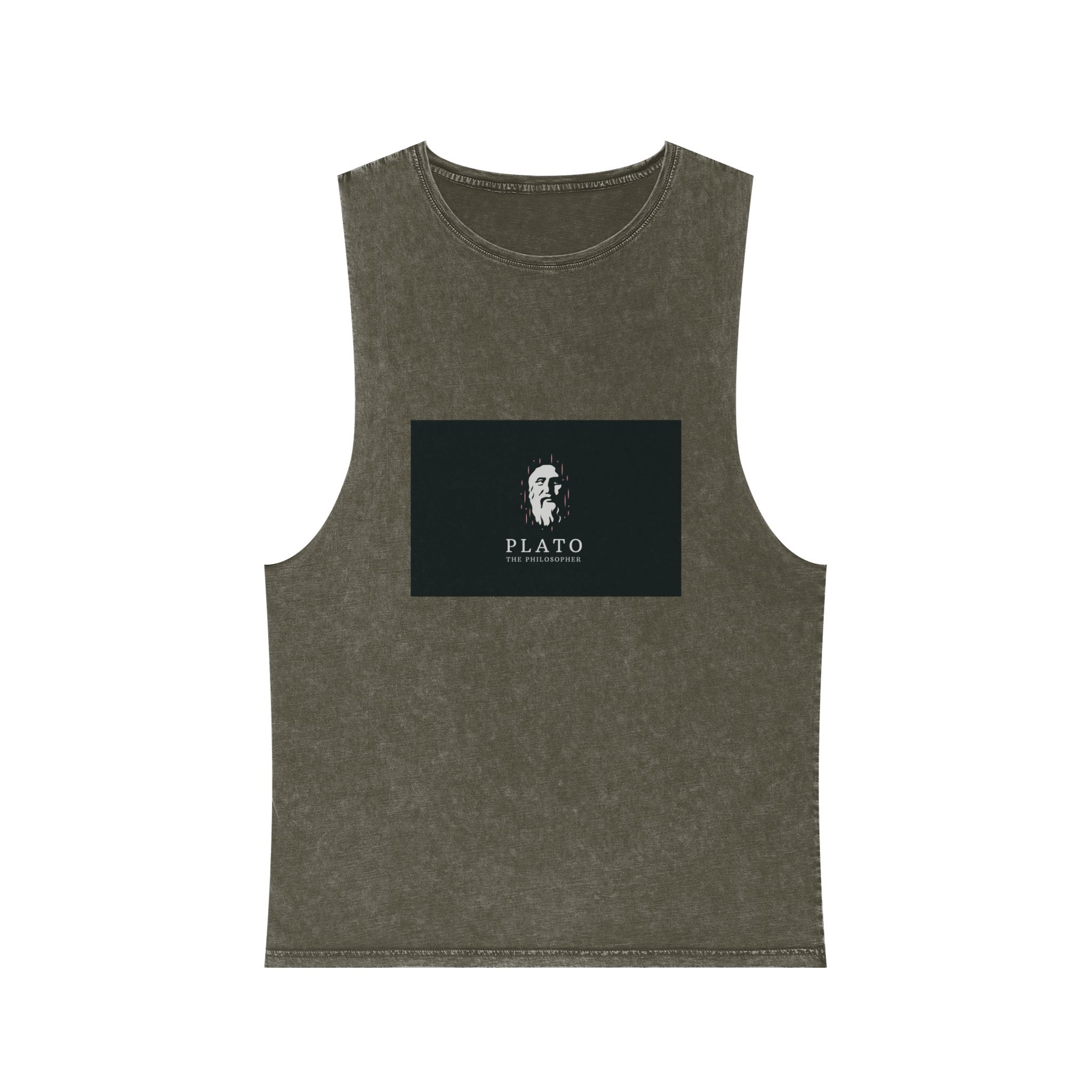 Ancient Greek Plato Philosopher Head Logo Icon Design Template Flat Vector Unisex Stonewash Tank Top - Image 5