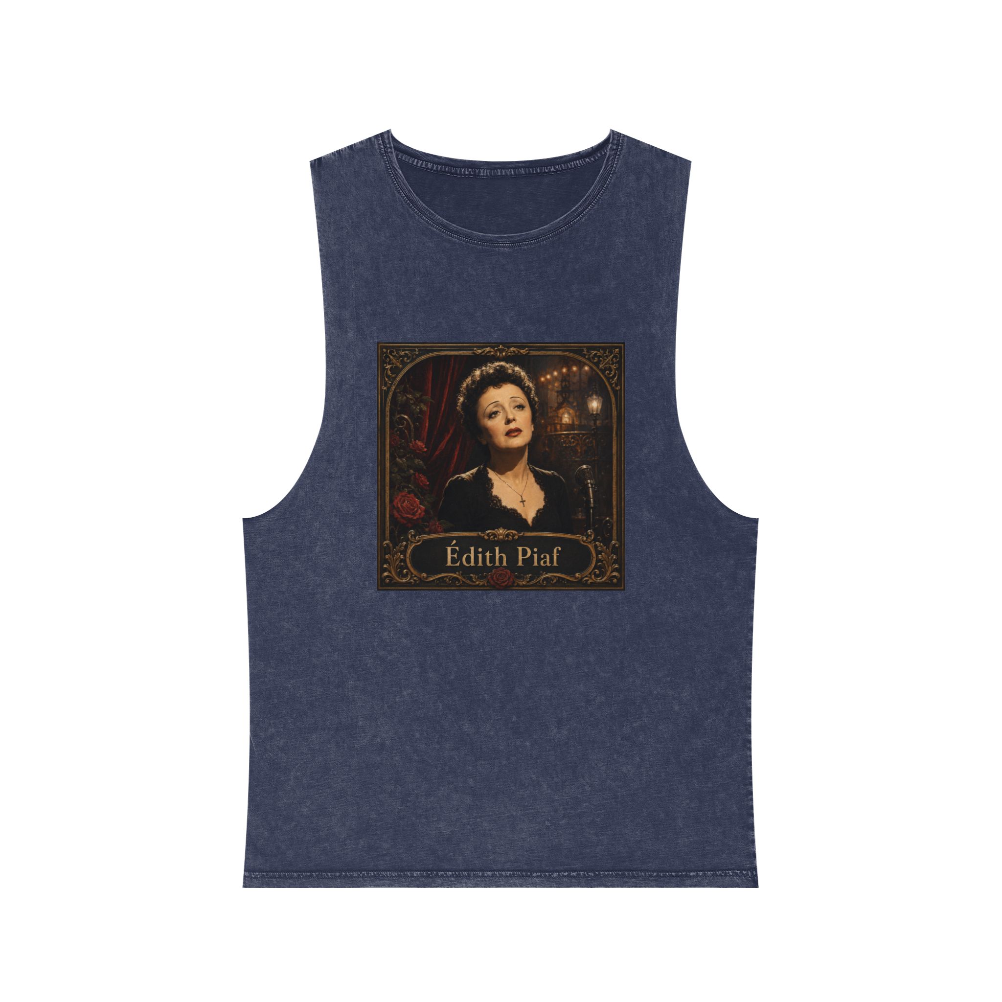 Edith Piaf Unisex Stonewash Tank Top - Image 13