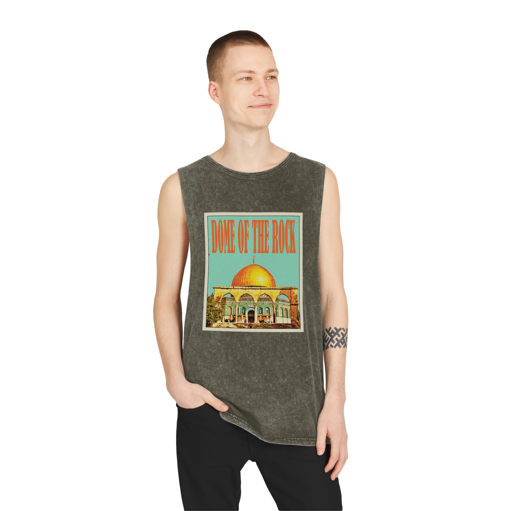 Dome Rock Retro Travel Poster Unisex Stonewash Tank Top - Image 7