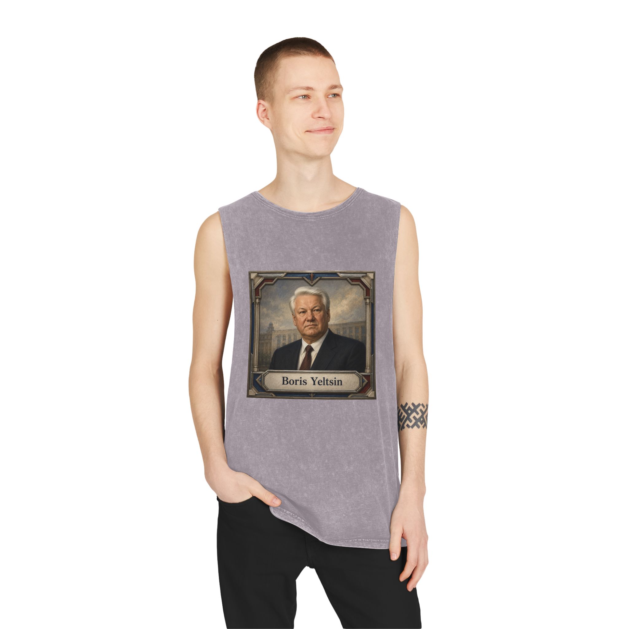 Boris Yeltsin Unisex Stonewash Tank Top - Image 19