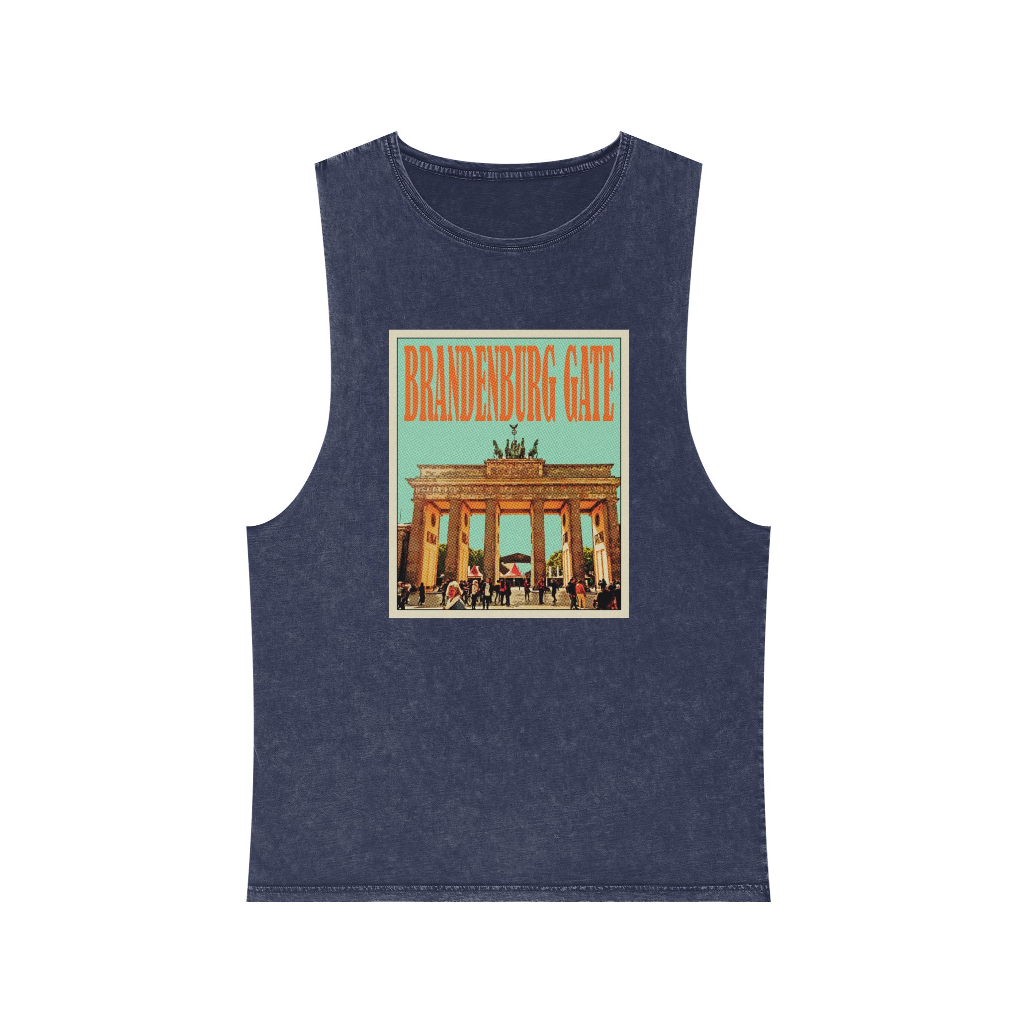 Brandenburg Gate Retro Travel Poster (1) Unisex Stonewash Tank Top - Image 13