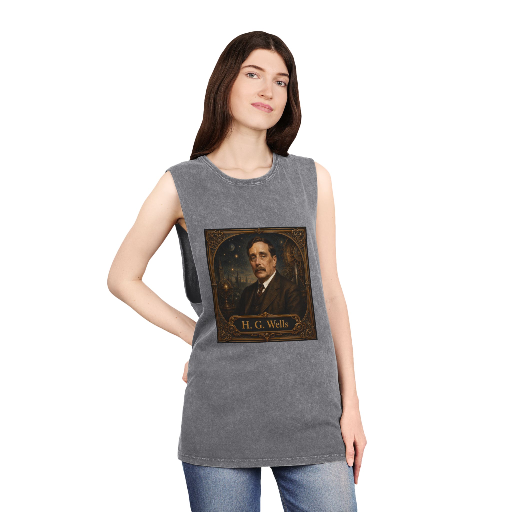 H G Wells Unisex Stonewash Tank Top - Image 12