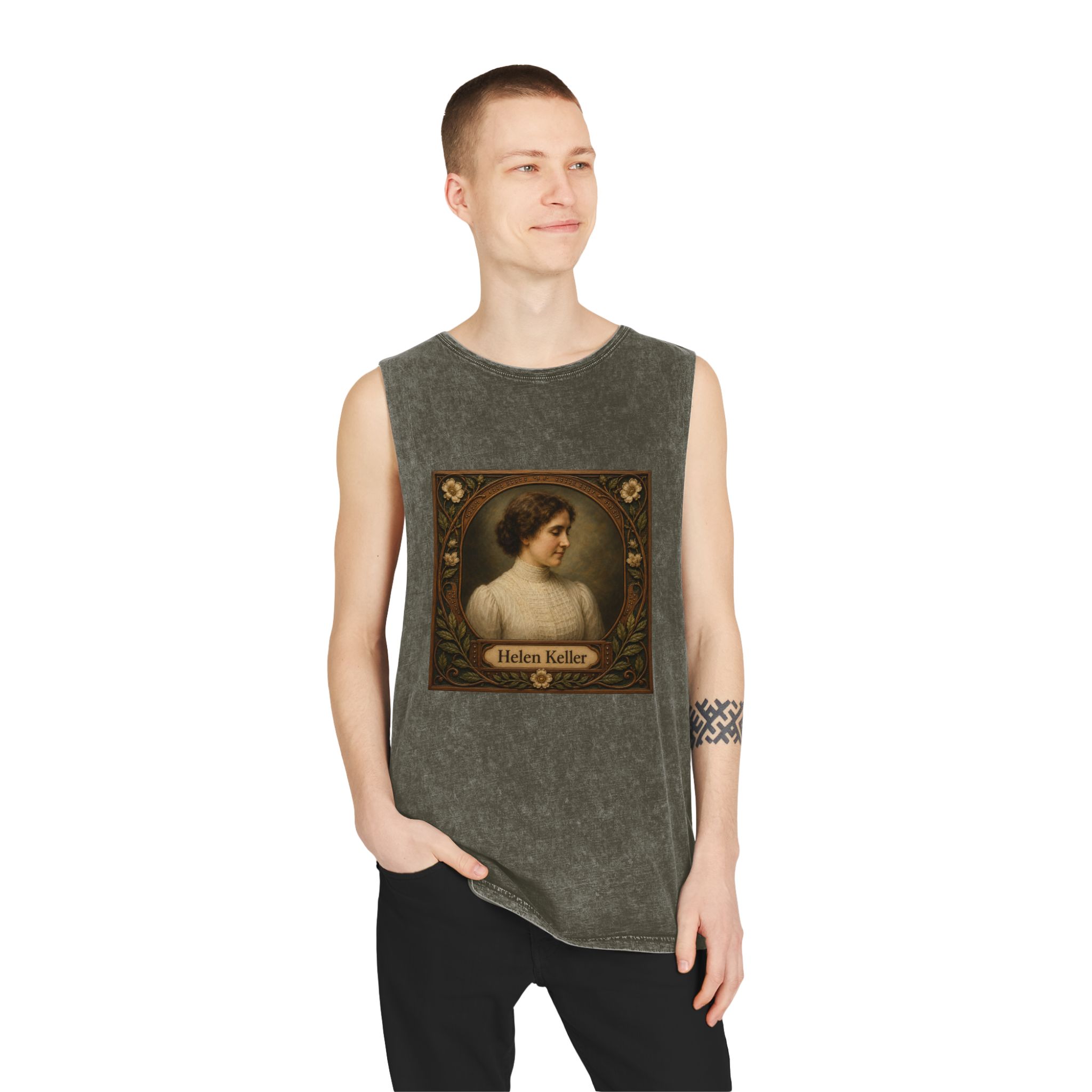 Helen Keller Unisex Stonewash Tank Top - Image 7
