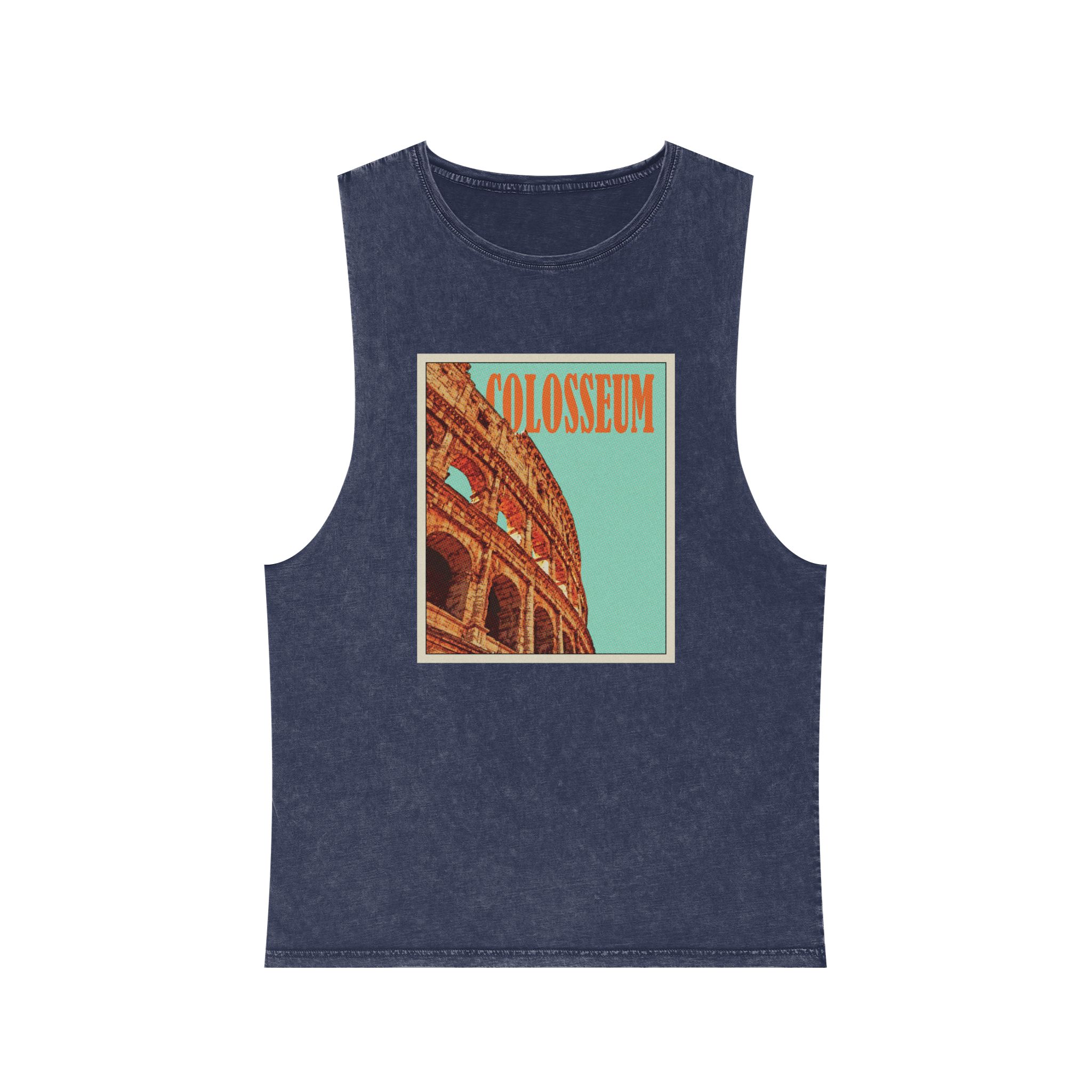 Colosseum Retro Travel Poster (2) Unisex Stonewash Tank Top - Image 13