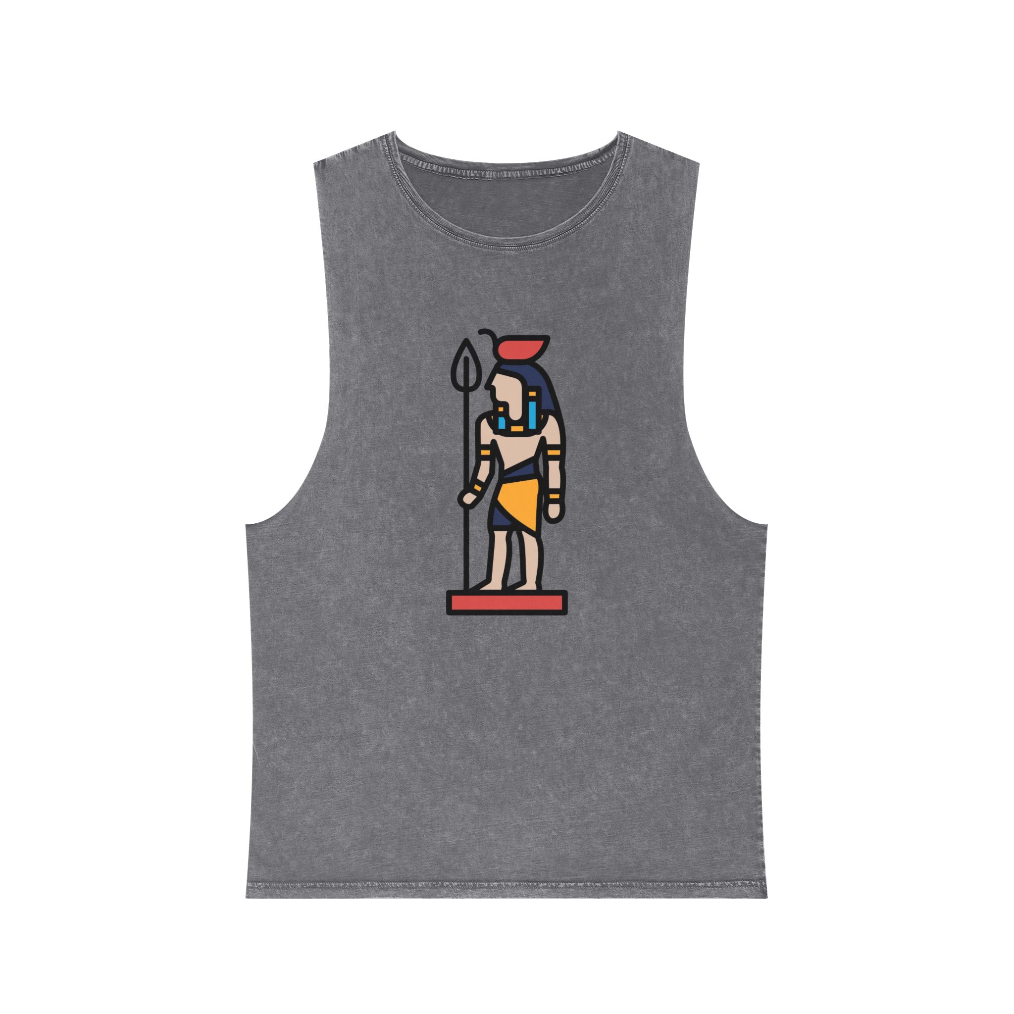 Ancient Egyptian Sculpture Line Style Unisex Stonewash Tank Top - Image 9