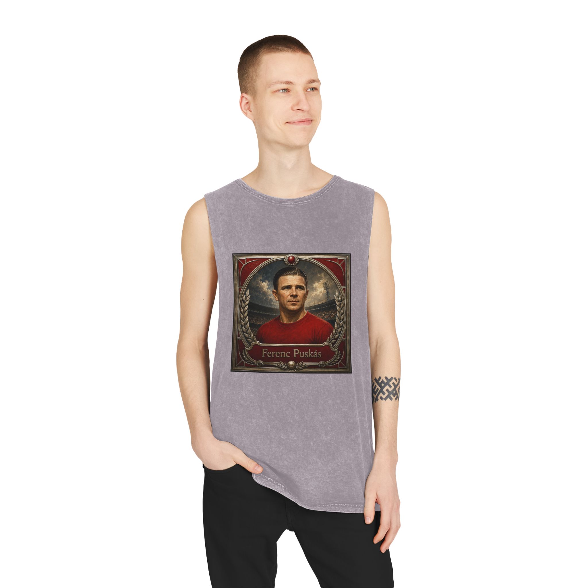 Ferenc Puskas Unisex Stonewash Tank Top - Image 19