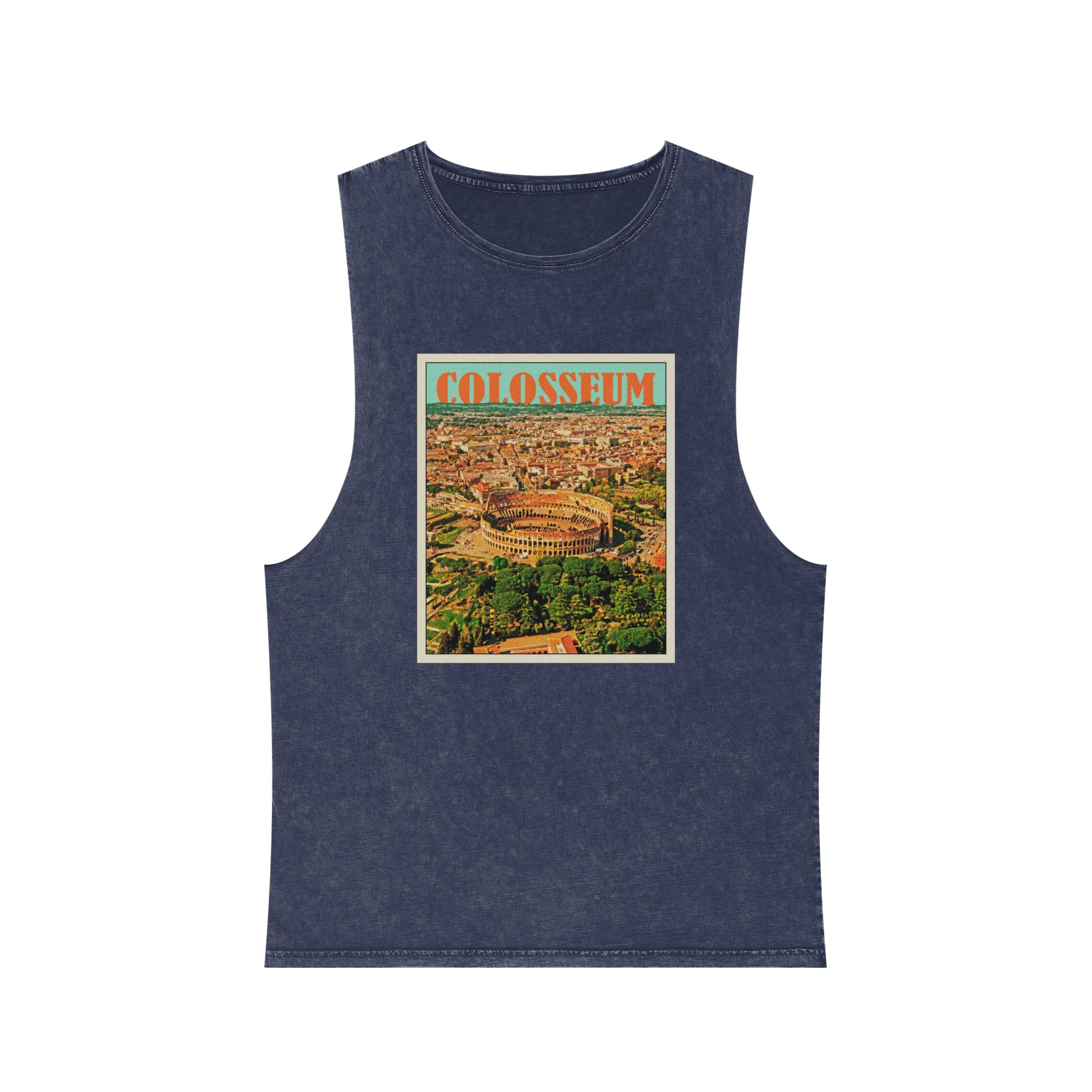 Colosseum Retro Travel Poster Unisex Stonewash Tank Top - Image 13