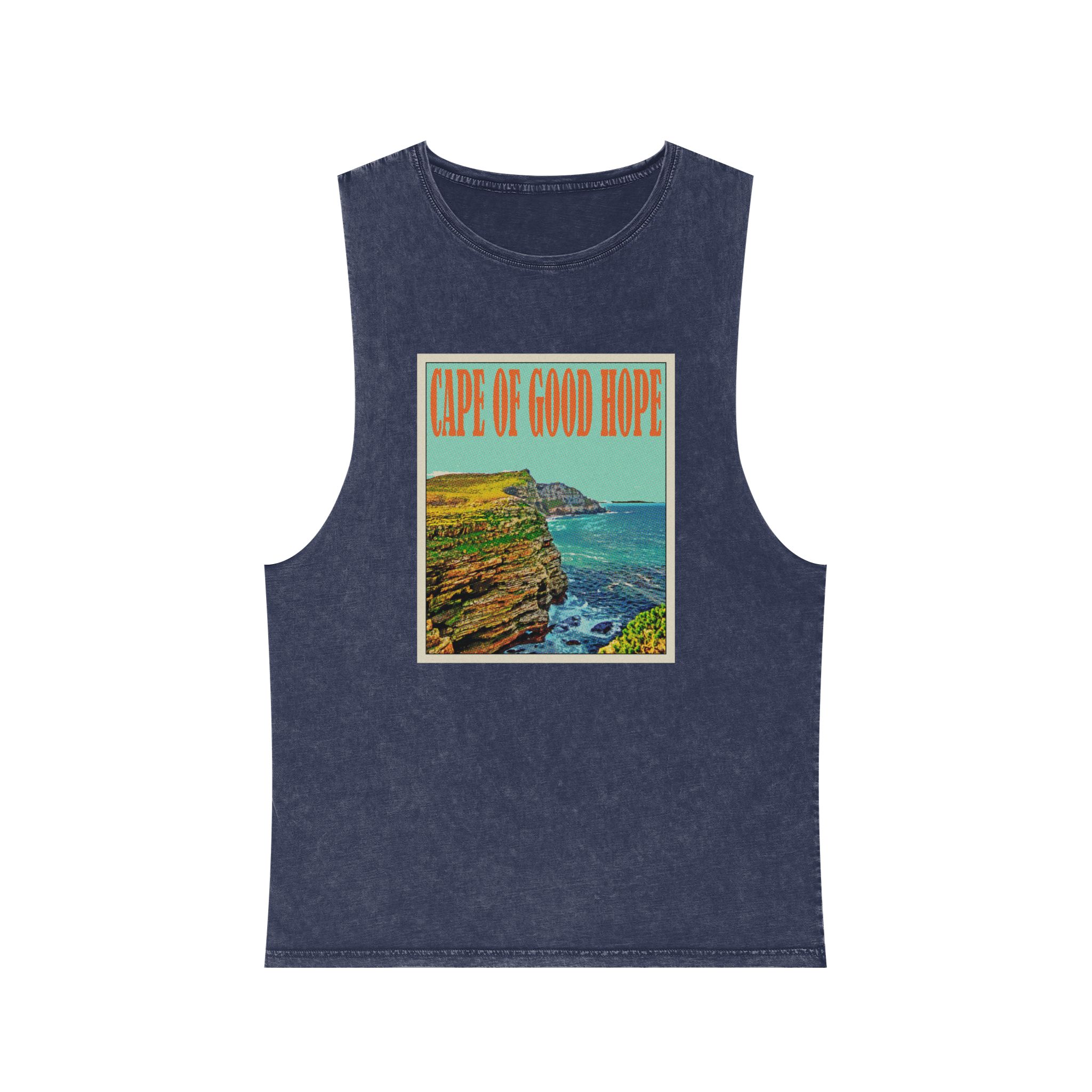 Cape Good Hope Retro Travel Poster Unisex Stonewash Tank Top - Image 13