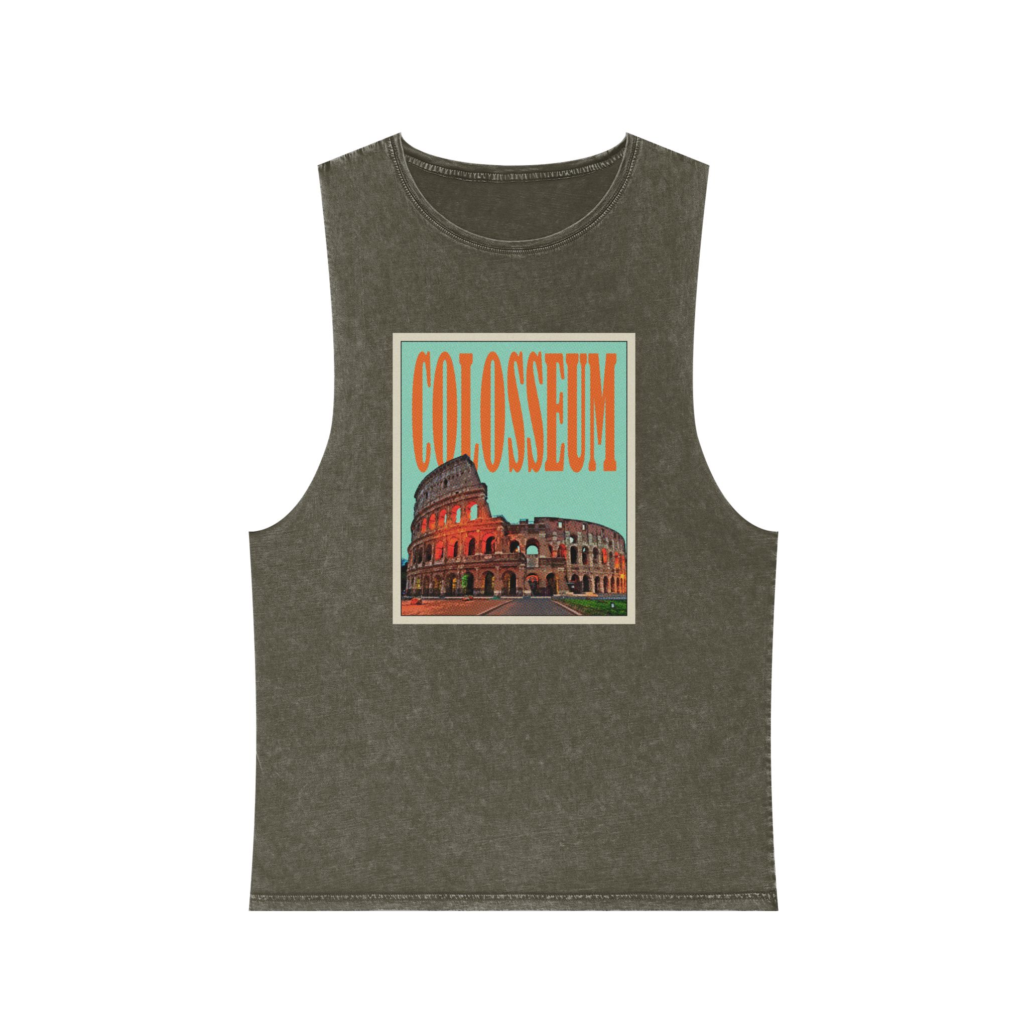 Colosseum Retro Travel Poster (1) Unisex Stonewash Tank Top - Image 5