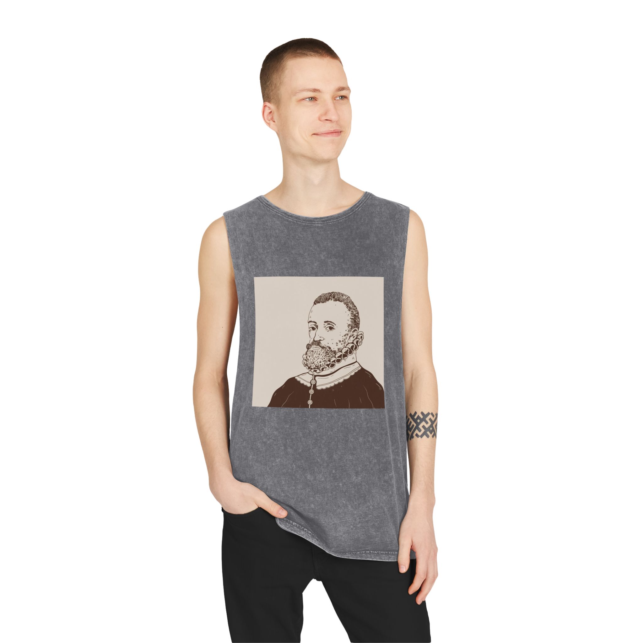 Historical Design E34CAD Unisex Stonewash Tank Top - Image 11