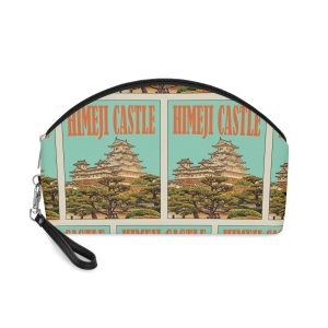 Himeji Castle Retro Travel Poster Makeup Bag