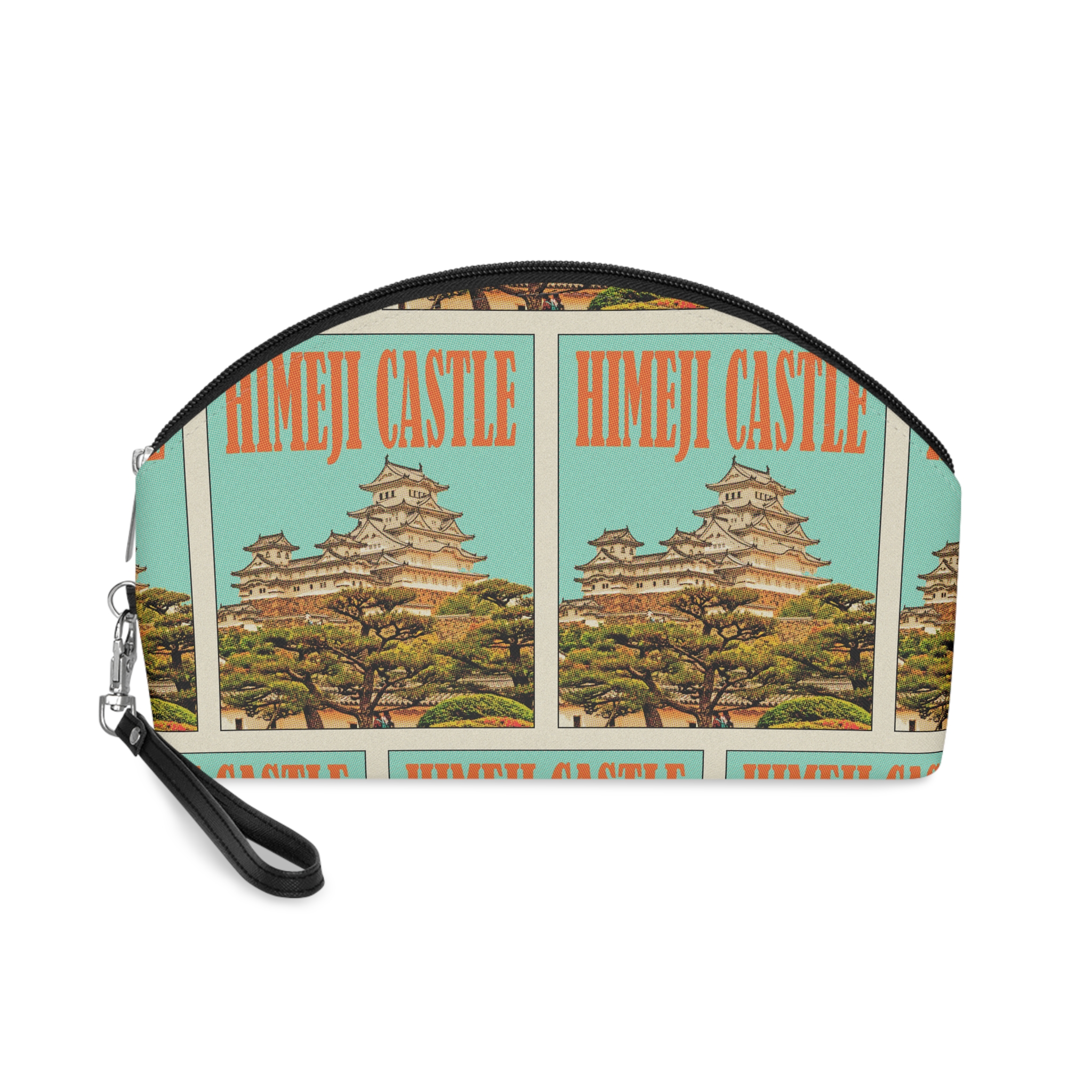 Himeji Castle Retro Travel Poster Makeup Bag