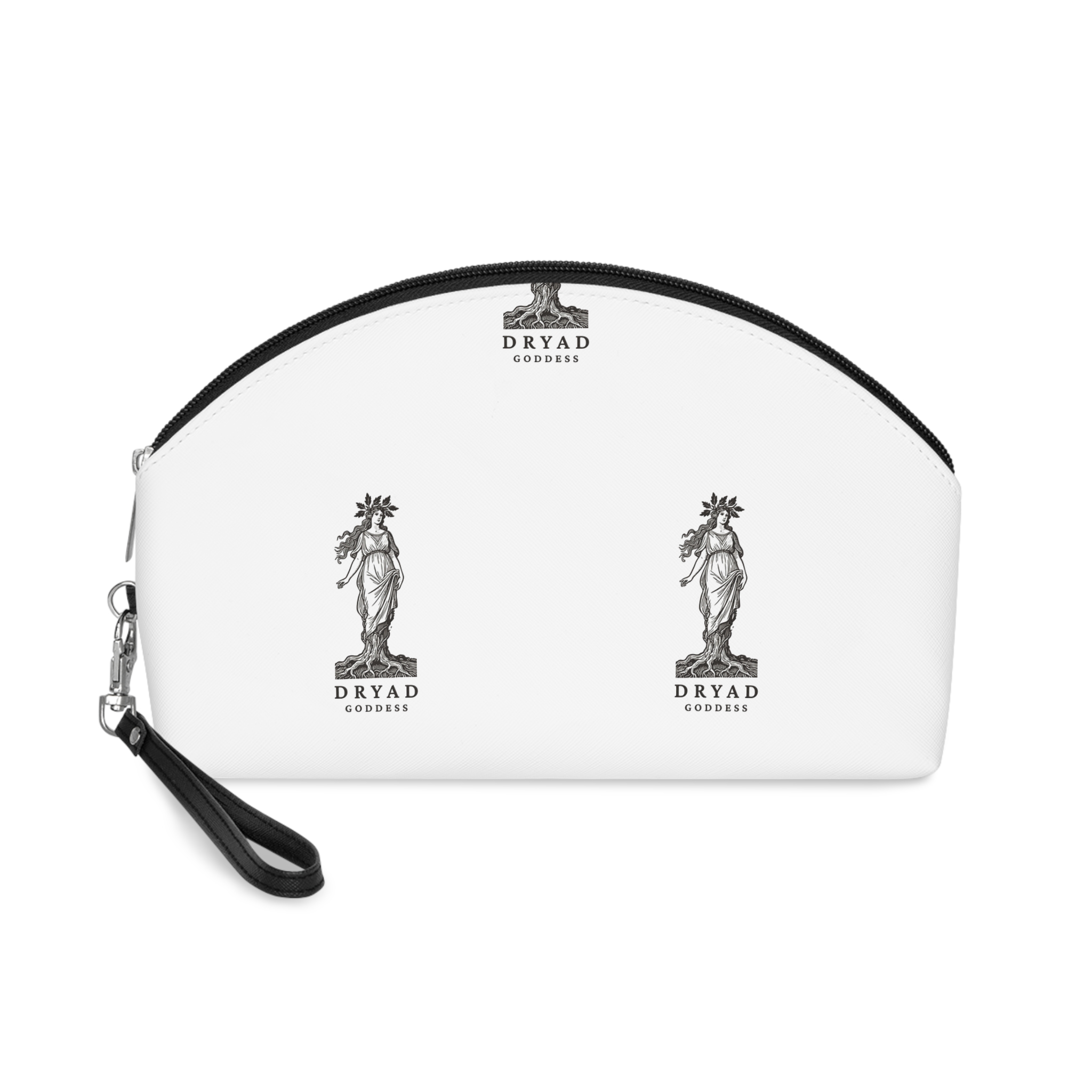 Engraved Logo Dryad Tree Spirit Woman With Roots Branches Symbolizing Forest Goddess Makeup Bag