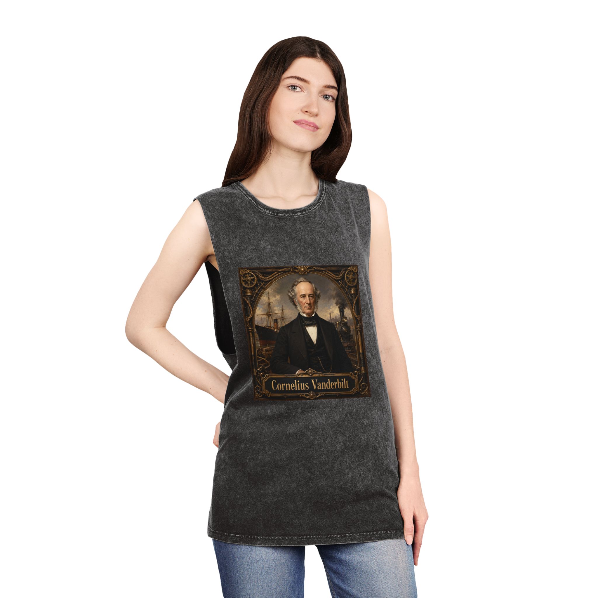 Cornelius Vanderbilt Unisex Stonewash Tank Top - Image 4