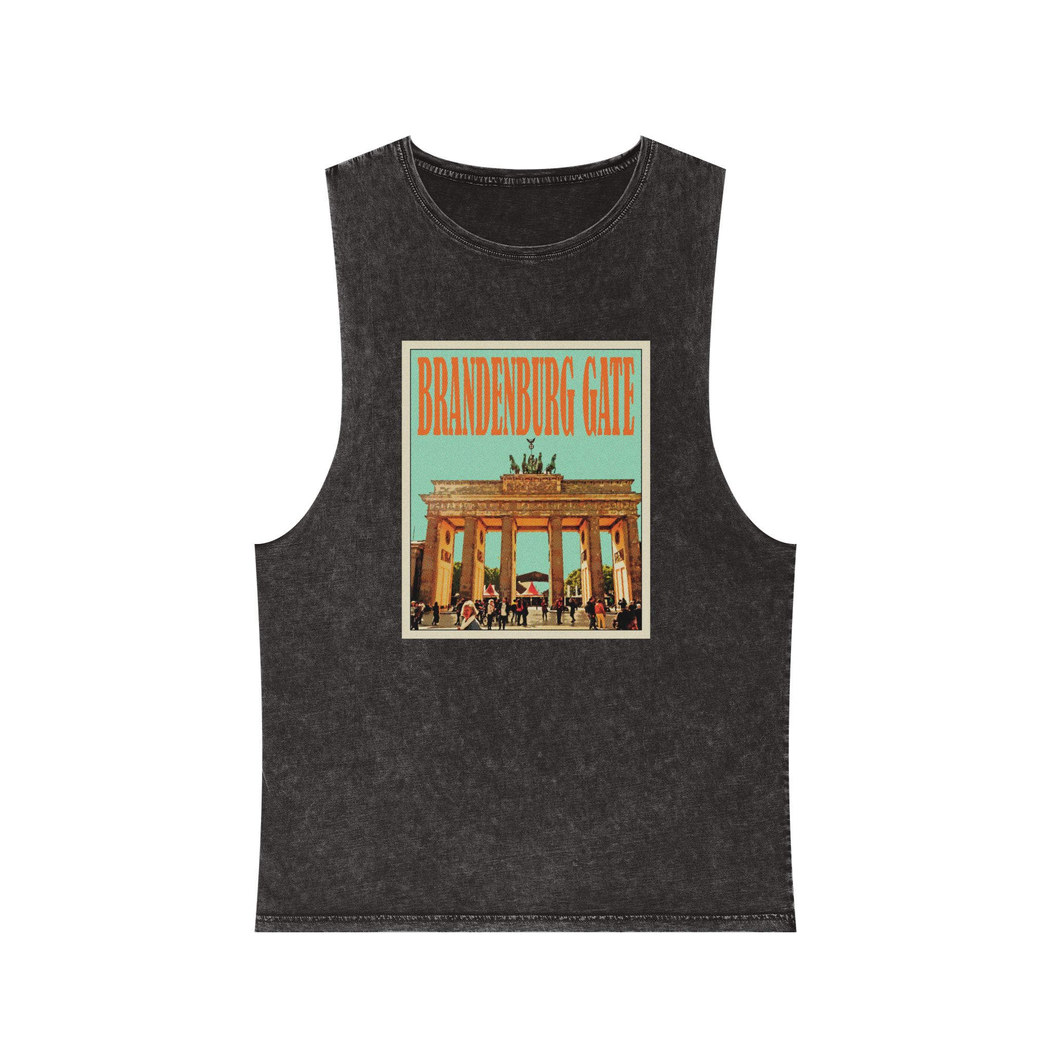 Brandenburg Gate Retro Travel Poster (1) Unisex Stonewash Tank Top