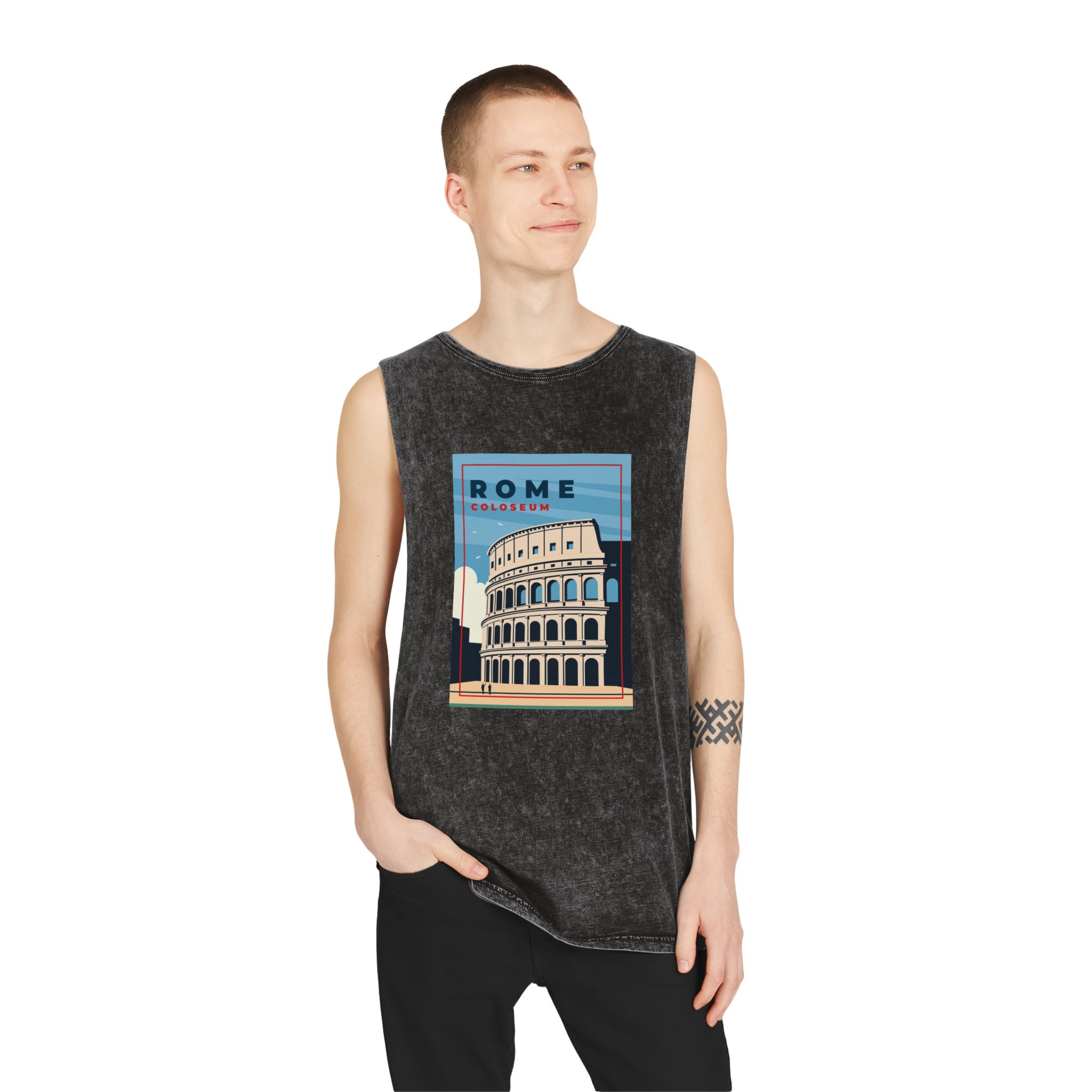 Historical Design E022AB Unisex Stonewash Tank Top - Image 3