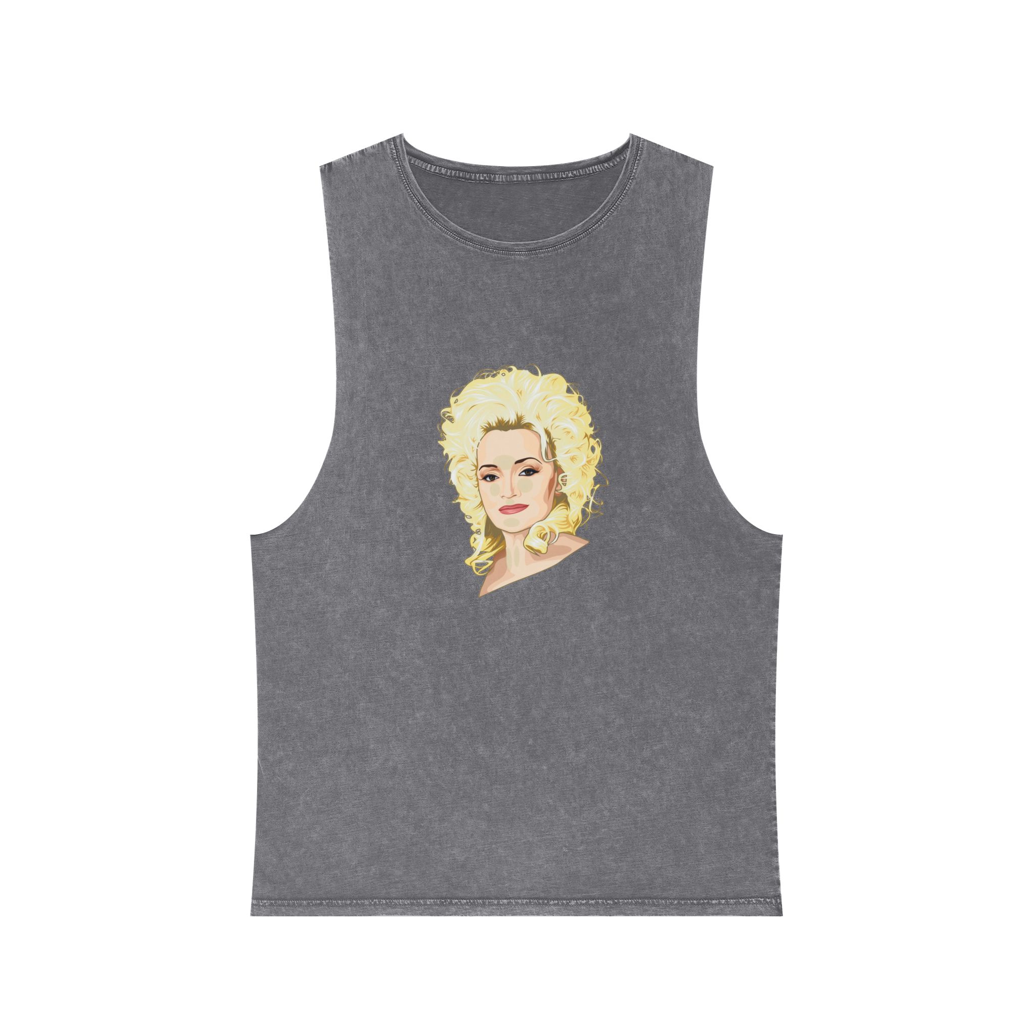 Dolly Parton Portrait Unisex Stonewash Tank Top - Image 9
