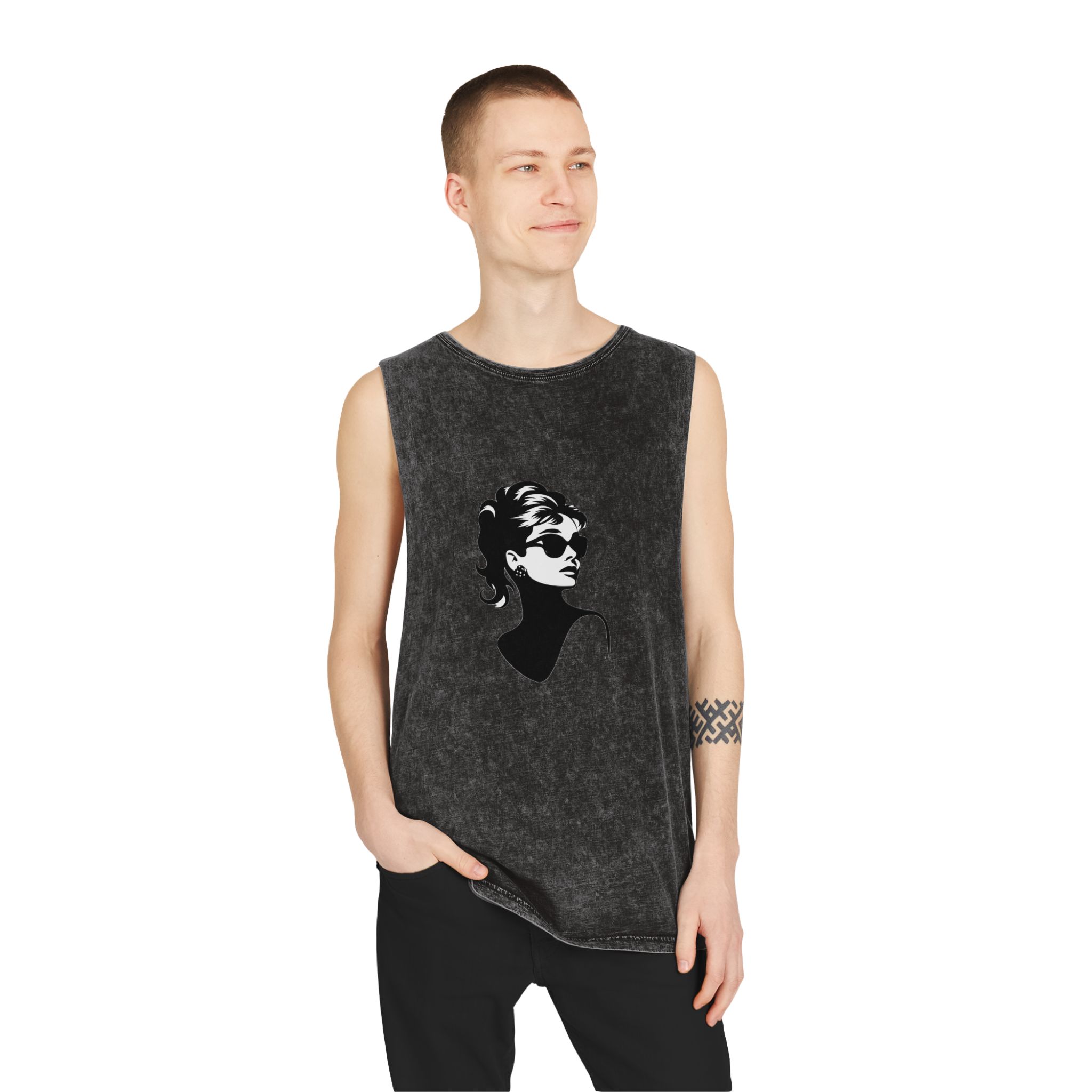 Audrey Hepburn Unisex Stonewash Tank Top - Image 3