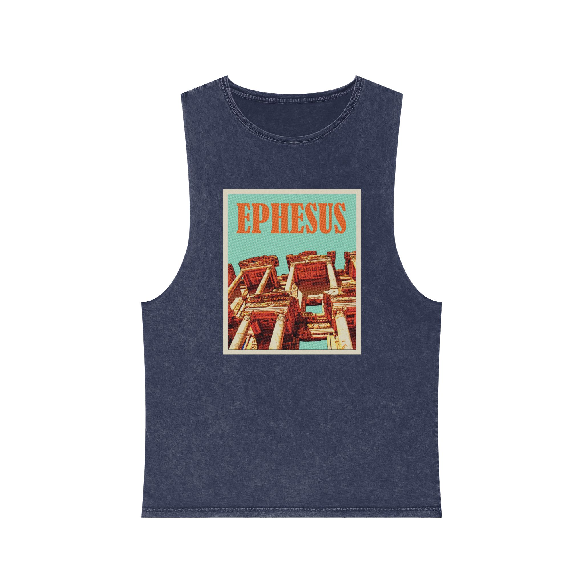 Ephesus Retro Travel Poster Unisex Stonewash Tank Top - Image 13