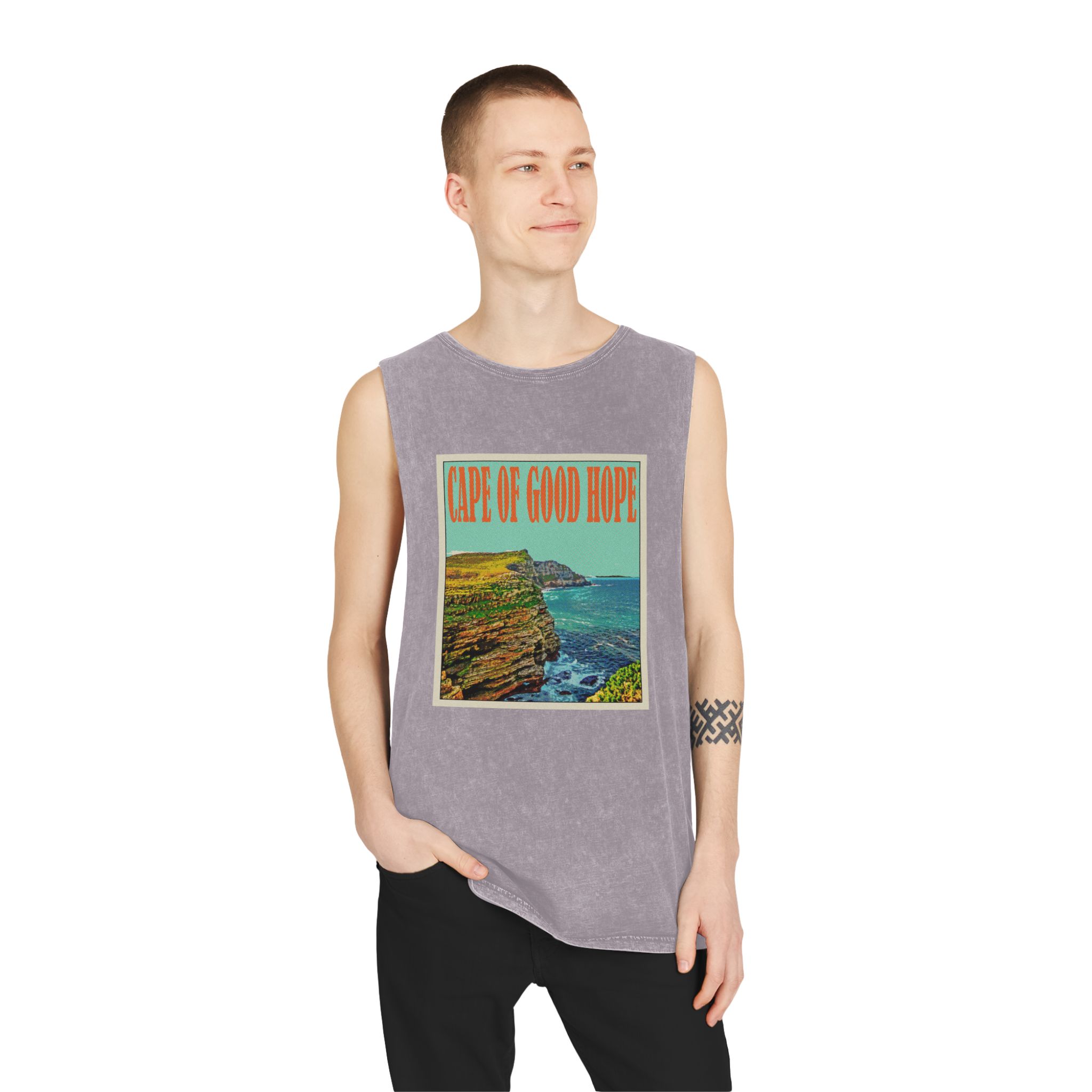Cape Good Hope Retro Travel Poster Unisex Stonewash Tank Top - Image 19
