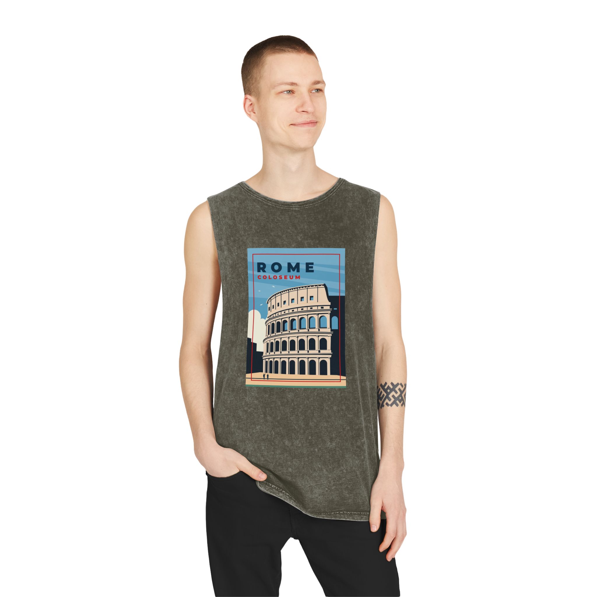 Historical Design E022AB Unisex Stonewash Tank Top - Image 7