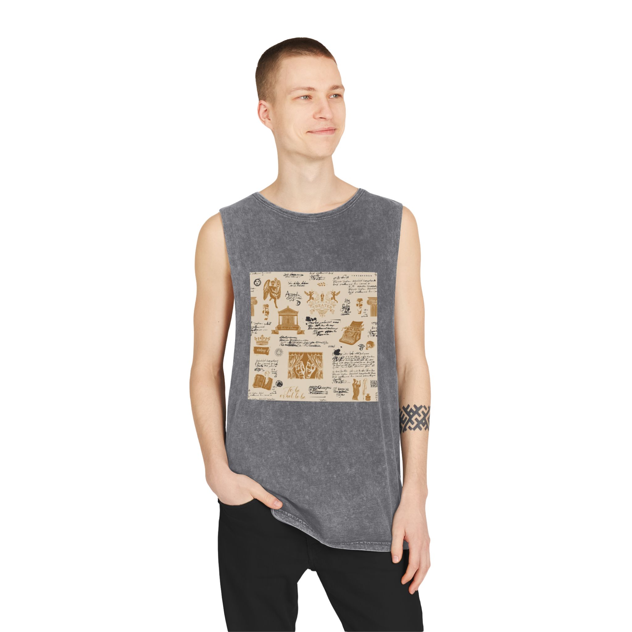 Theater Background 004 Unisex Stonewash Tank Top - Image 11