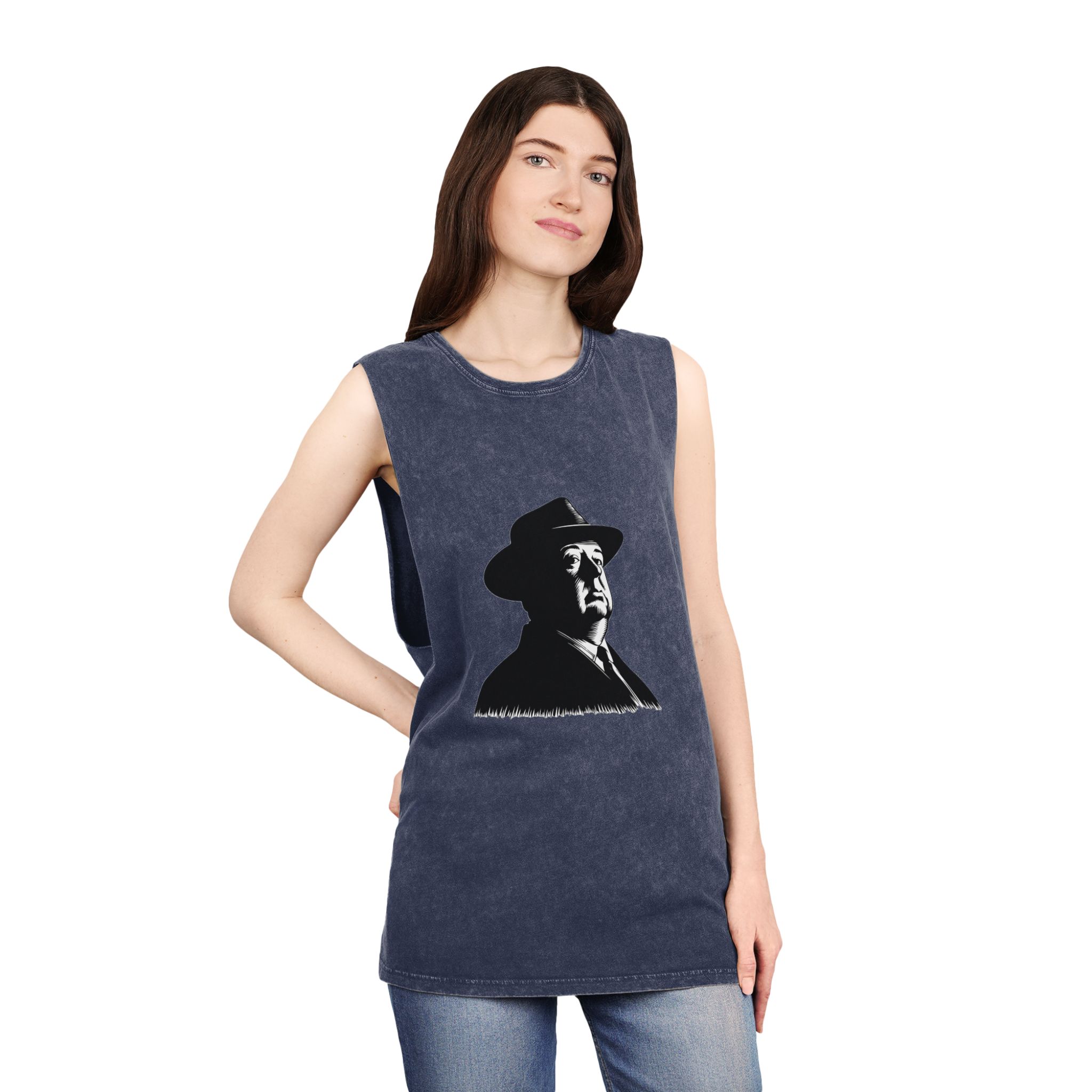 Fondo de “alfred Hitchcock (1) Unisex Stonewash Tank Top - Image 16