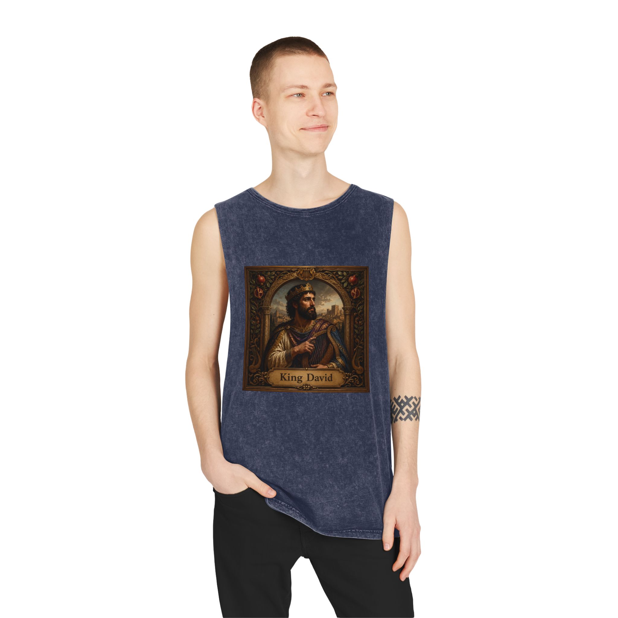 King David Unisex Stonewash Tank Top - Image 15