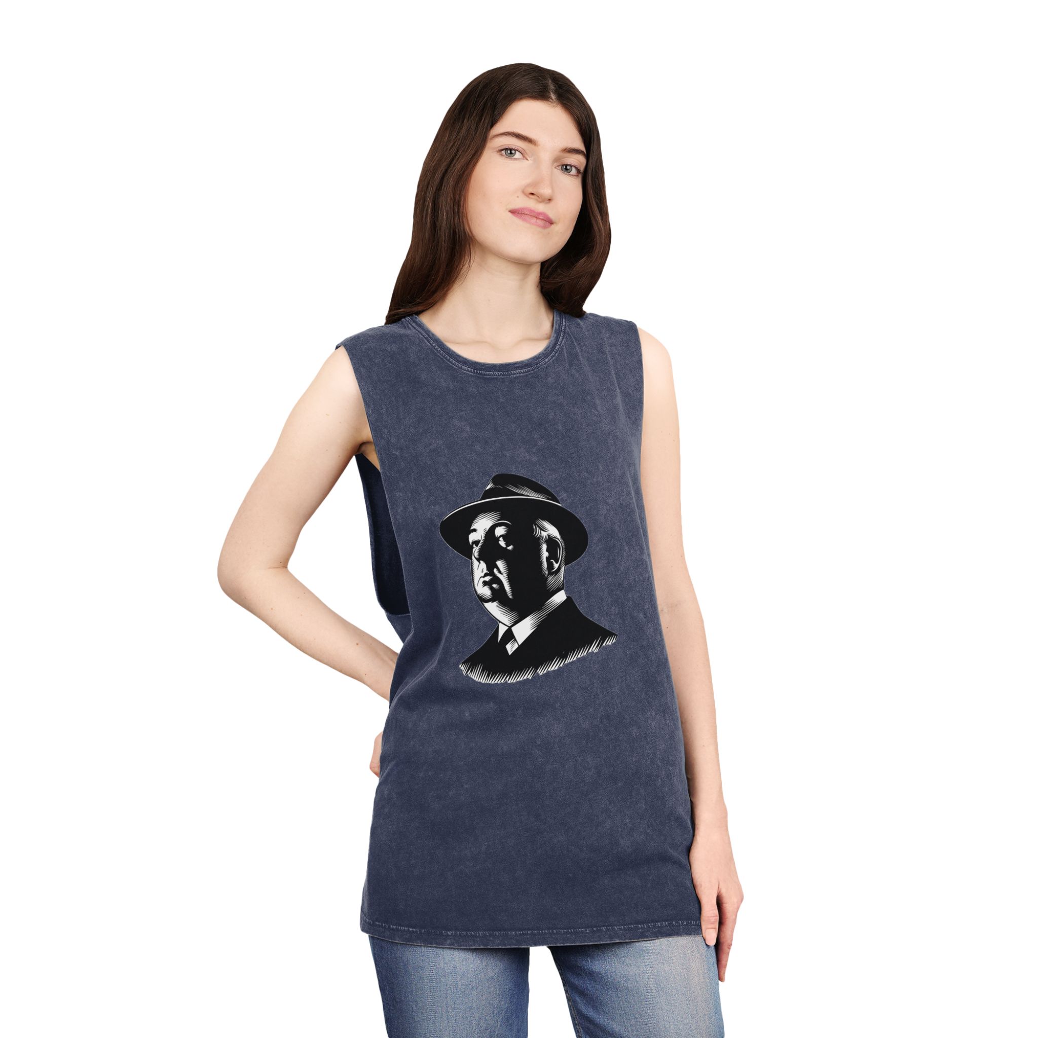 Fondo de “alfred Hitchcock Unisex Stonewash Tank Top - Image 16