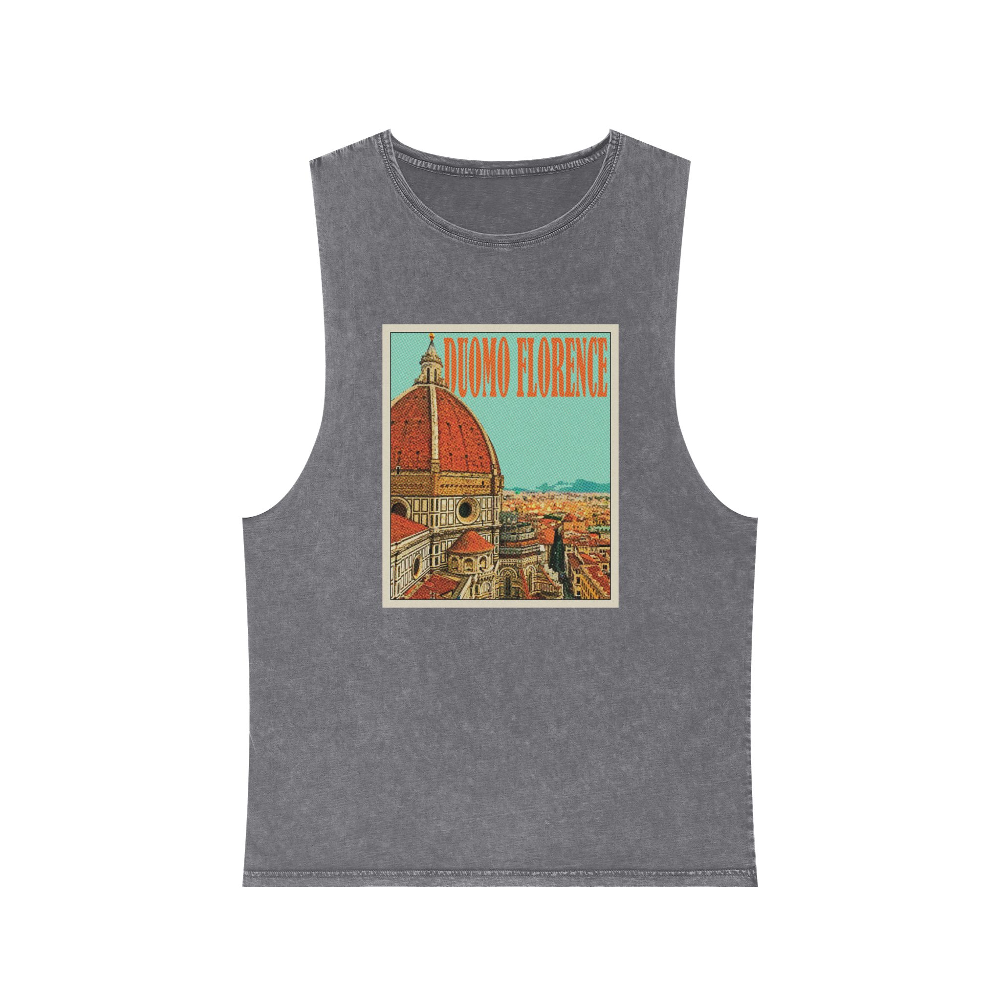 Duomo Florence Retro Travel Poster Unisex Stonewash Tank Top - Image 9