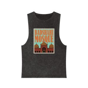 Badshahi Mosque Retro Travel Poster Unisex Stonewash Tank Top