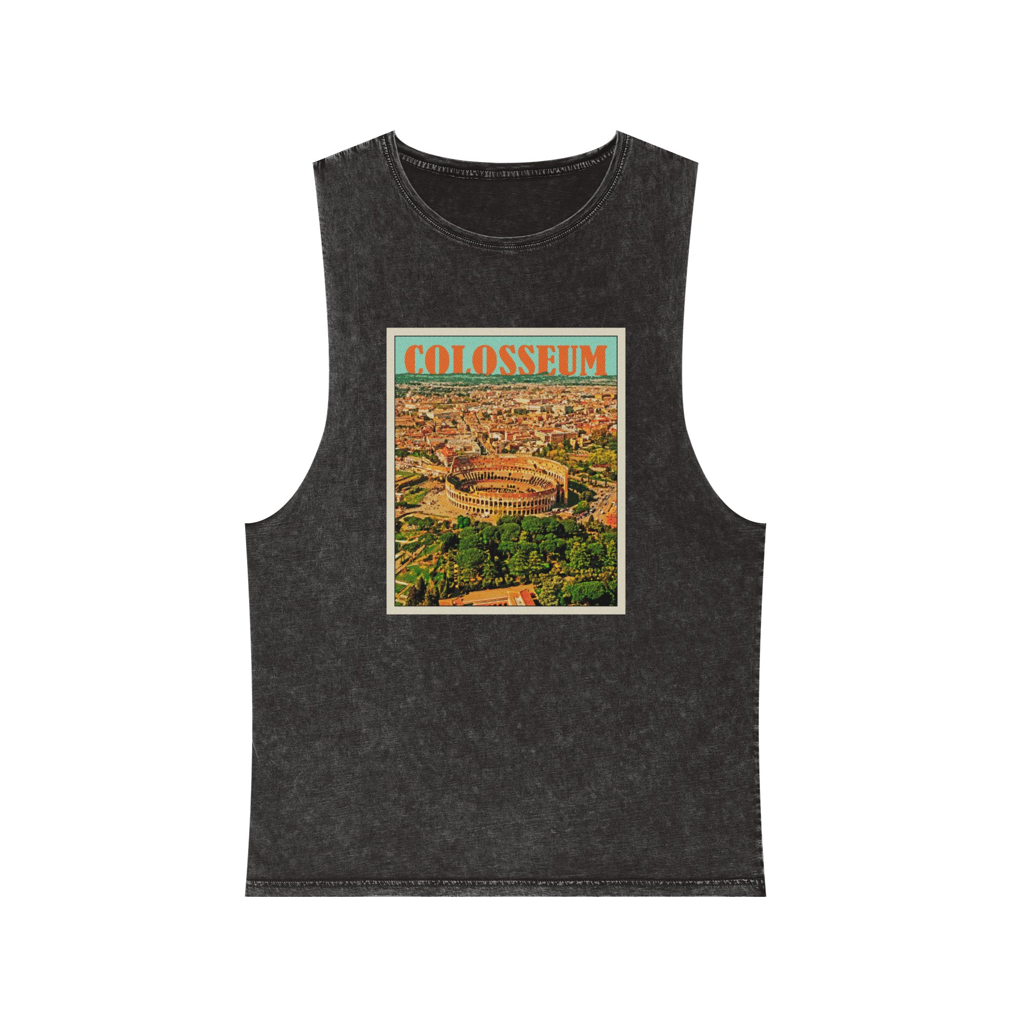 Colosseum Retro Travel Poster Unisex Stonewash Tank Top