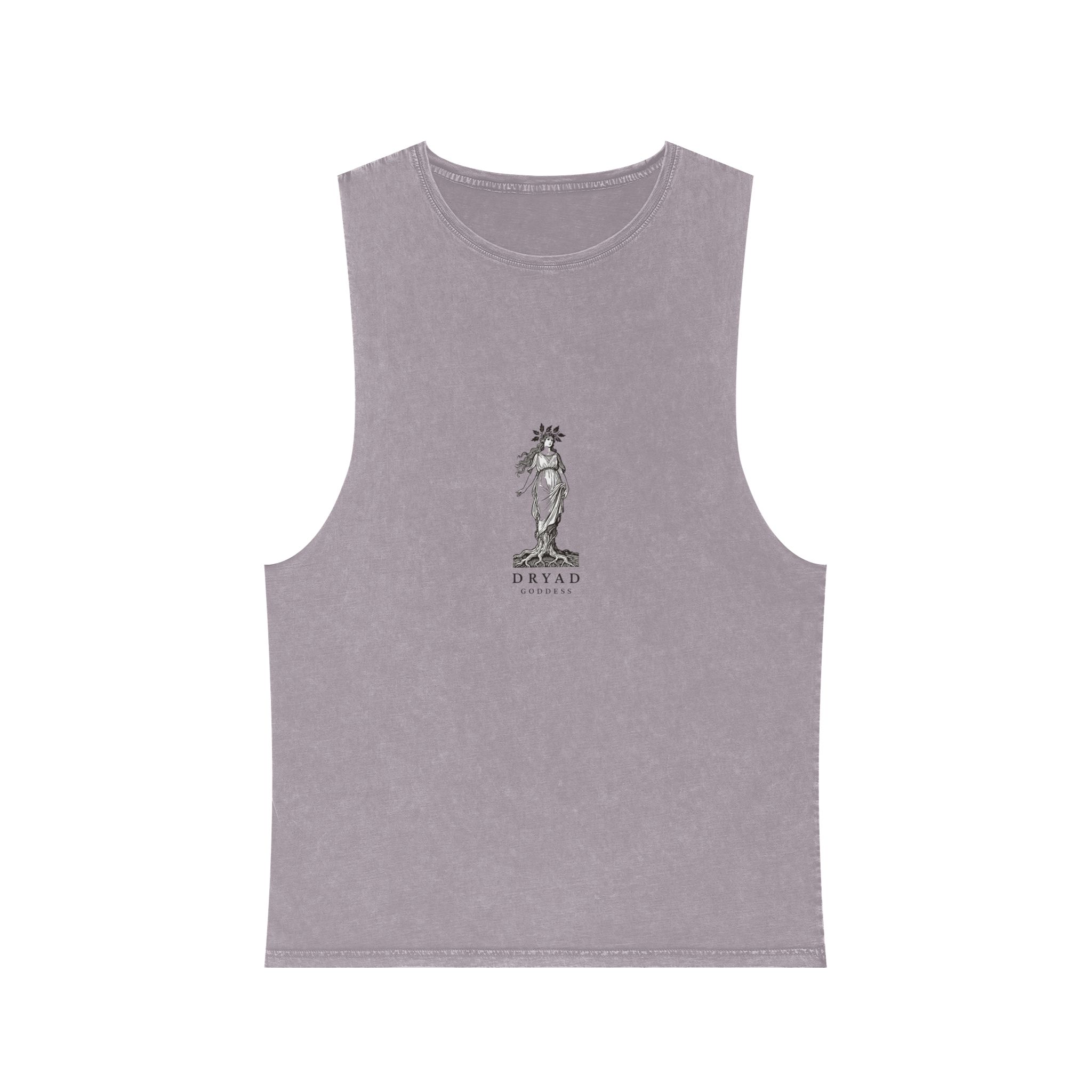 Engraved Logo Dryad Tree Spirit Woman With Roots Branches Symbolizing Forest Goddess Unisex Stonewash Tank Top - Image 17