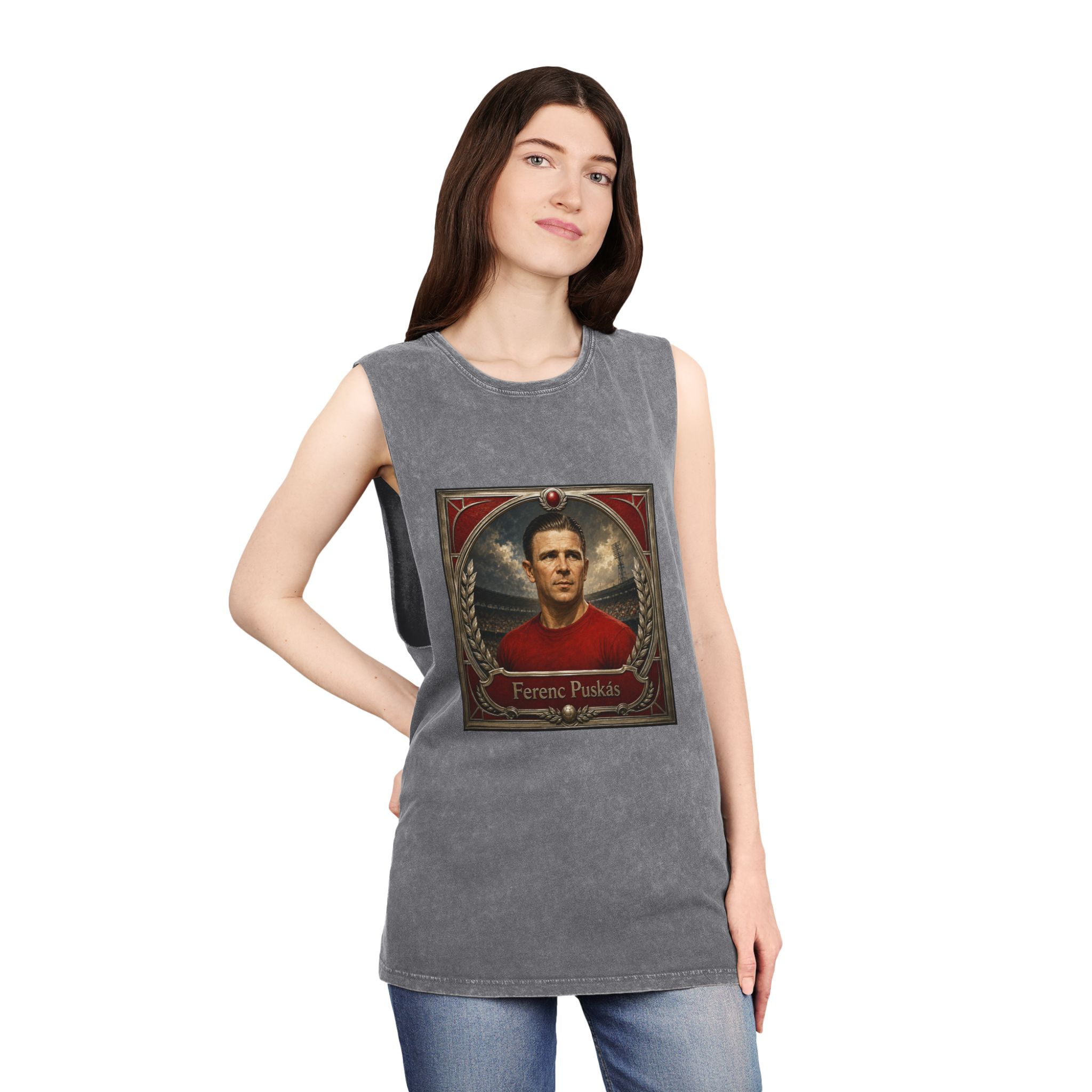 Ferenc Puskas Unisex Stonewash Tank Top - Image 12