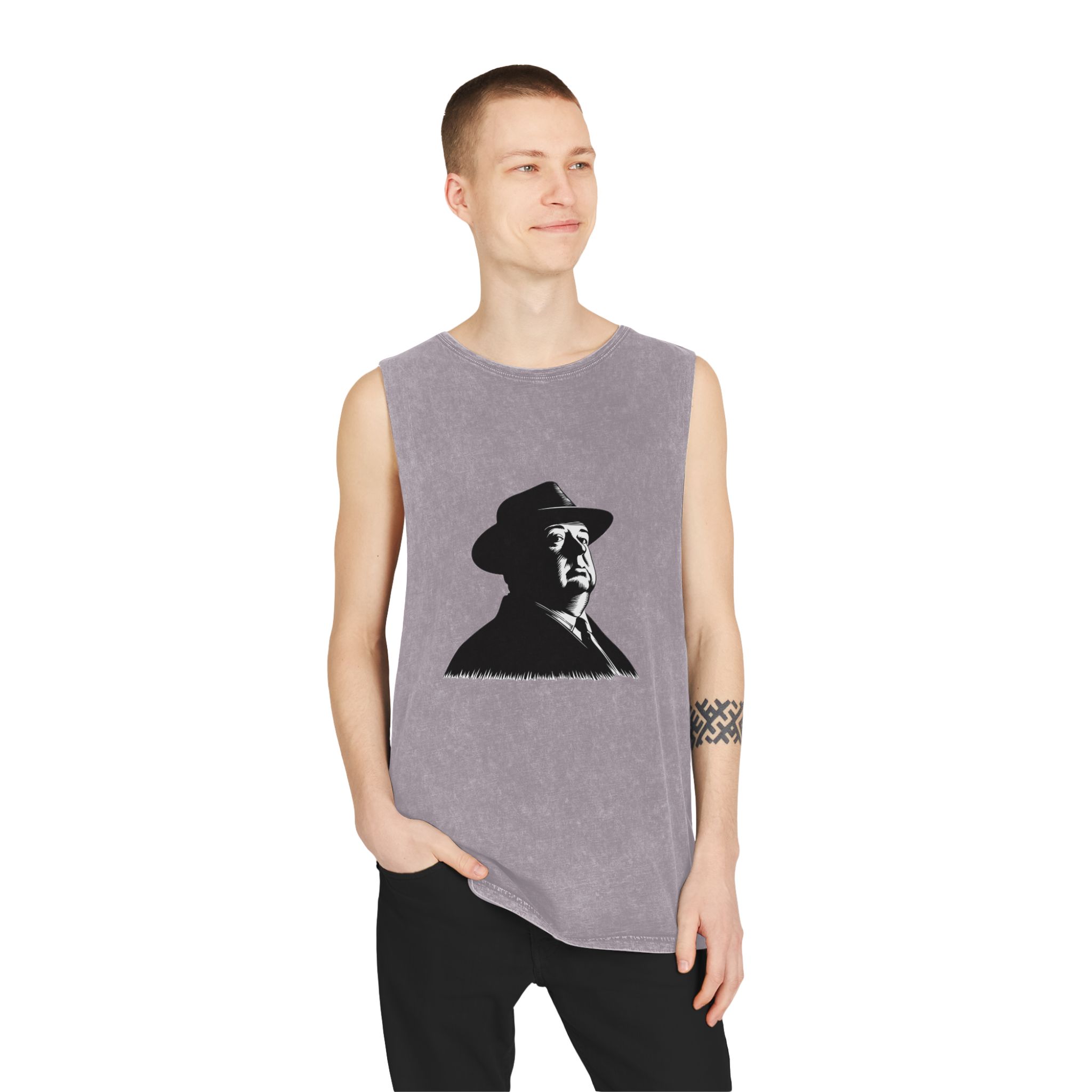 Fondo de “alfred Hitchcock (1) Unisex Stonewash Tank Top - Image 19