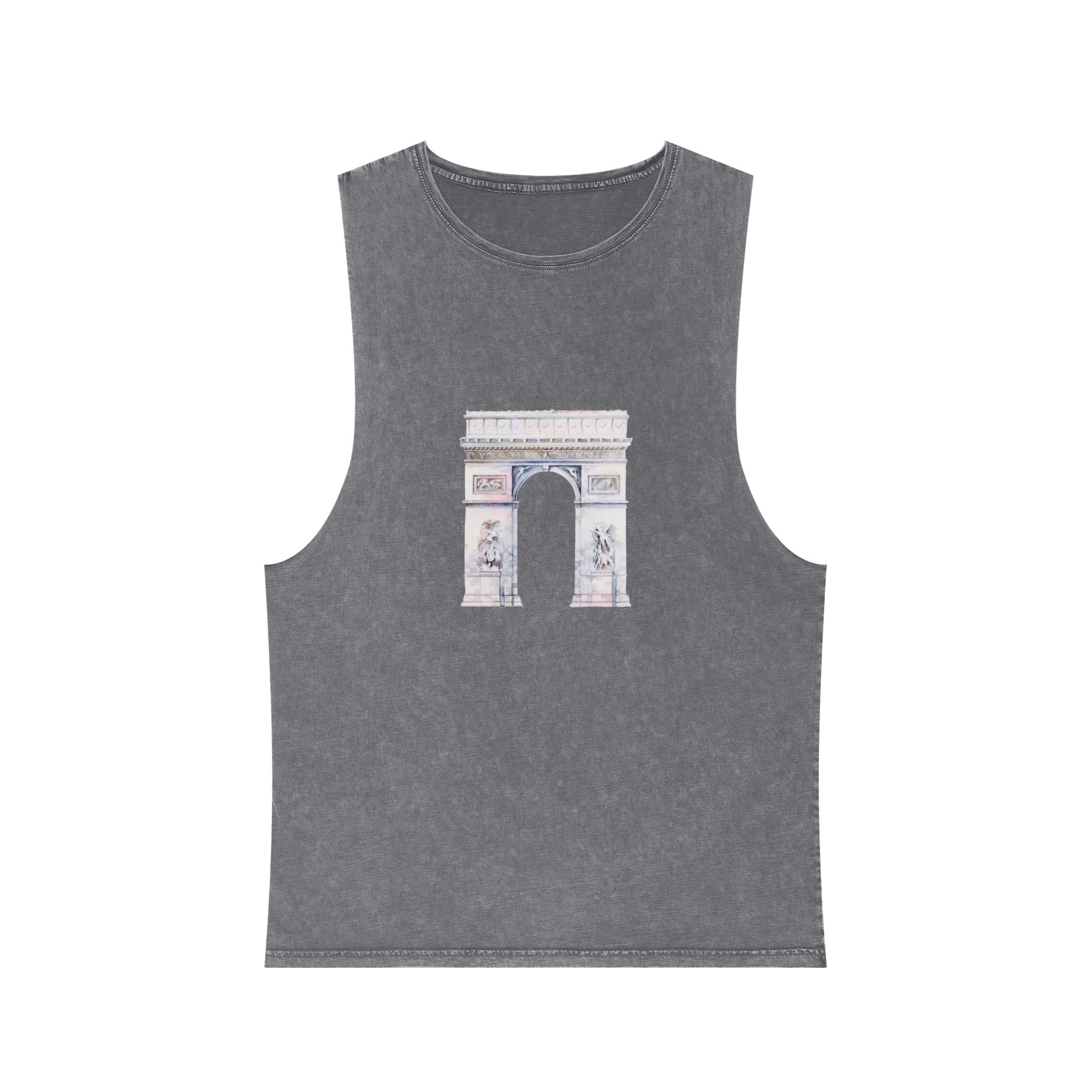 Arc de Triomphe Paris Vector Unisex Stonewash Tank Top - Image 9