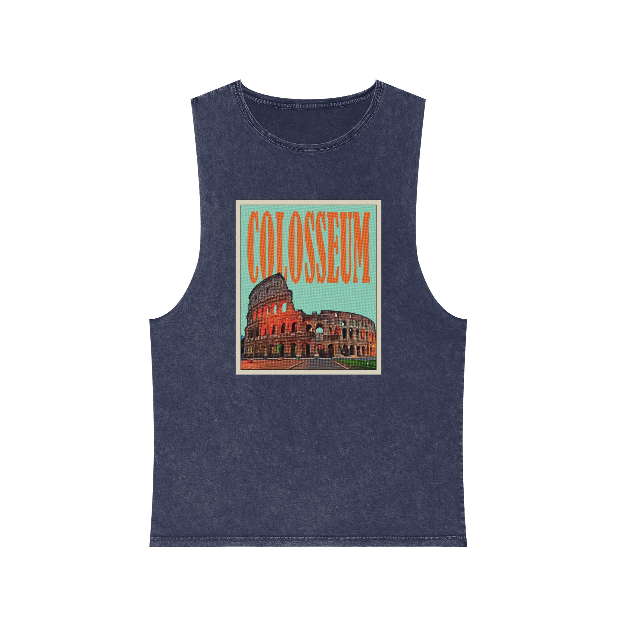 Colosseum Retro Travel Poster (1) Unisex Stonewash Tank Top - Image 13