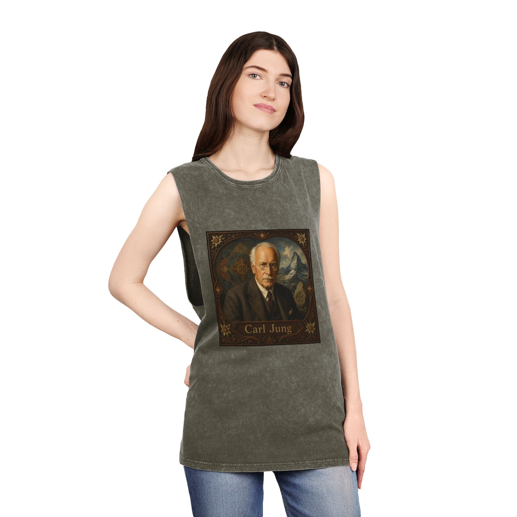Carl Jung Unisex Stonewash Tank Top - Image 8