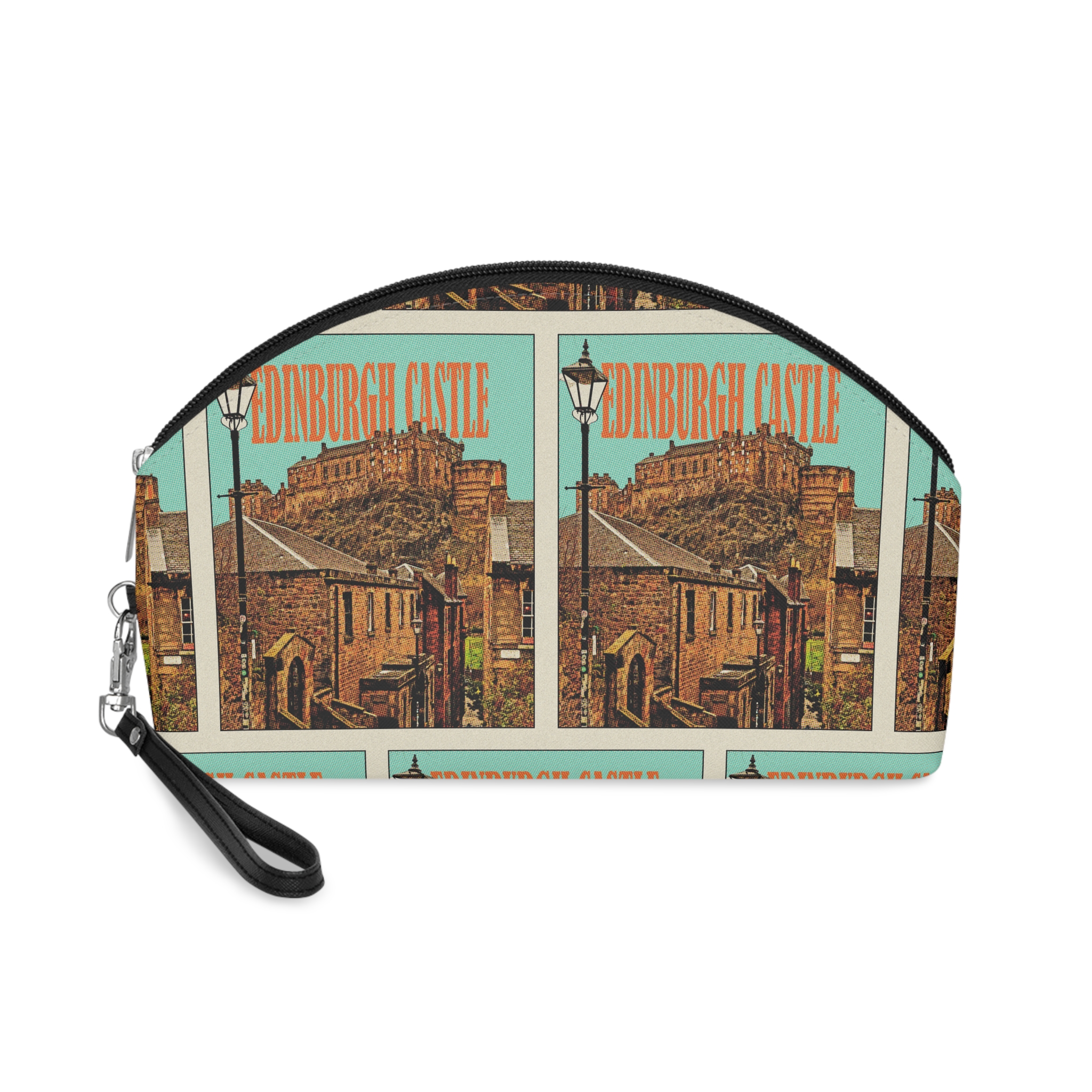 Edinburgh Castle Retro Travel Poster Makeup Bag