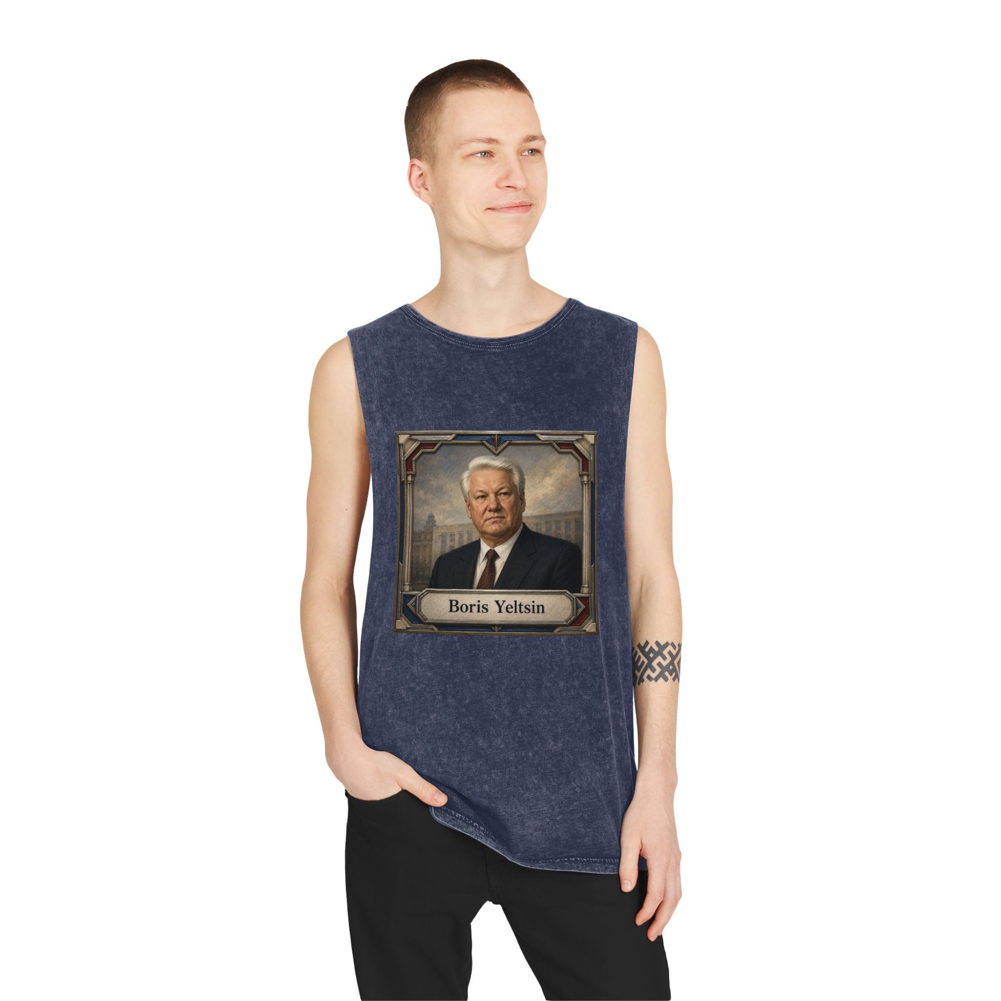 Boris Yeltsin Unisex Stonewash Tank Top - Image 15