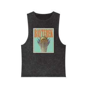 Bayterek Retro Travel Poster Unisex Stonewash Tank Top