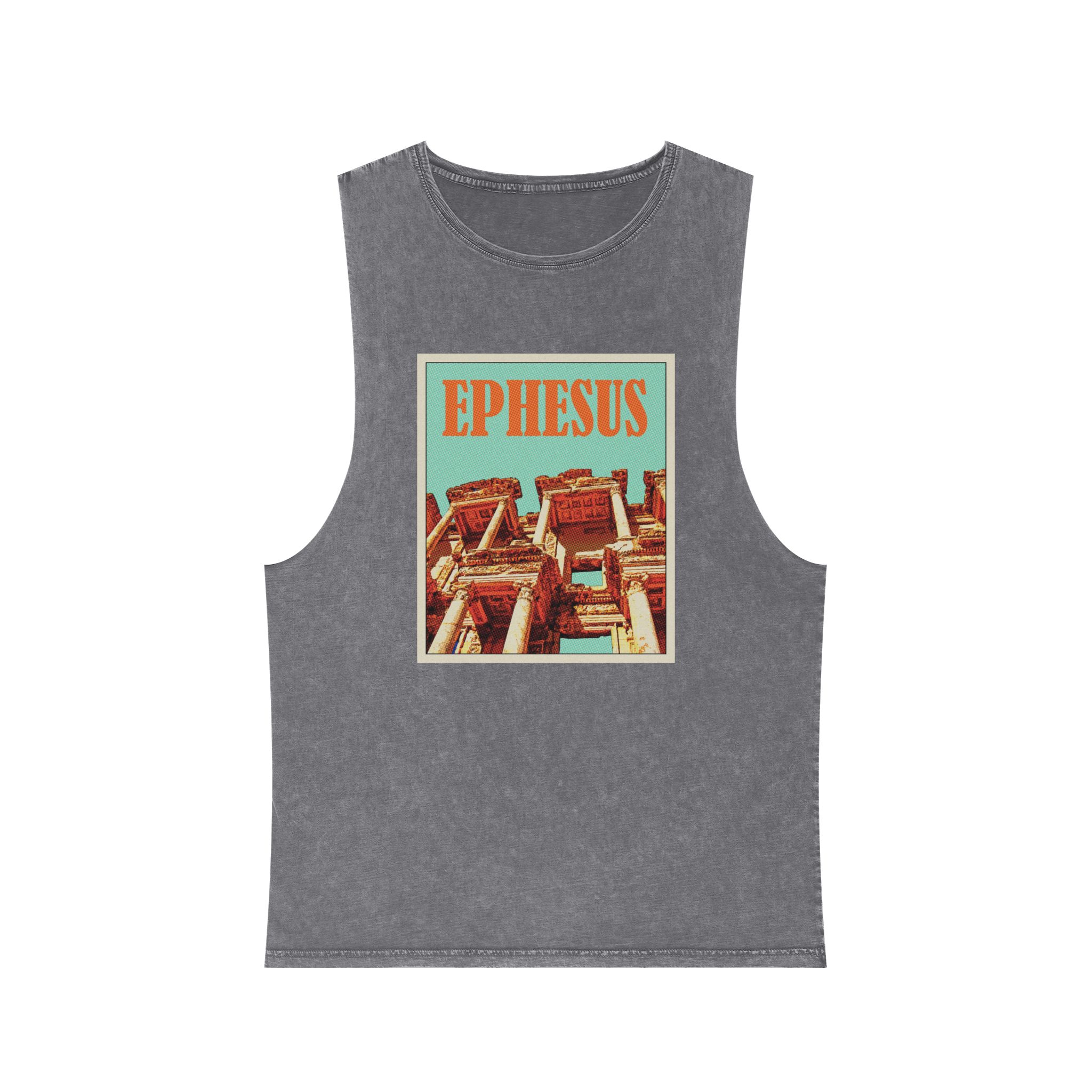 Ephesus Retro Travel Poster Unisex Stonewash Tank Top - Image 9