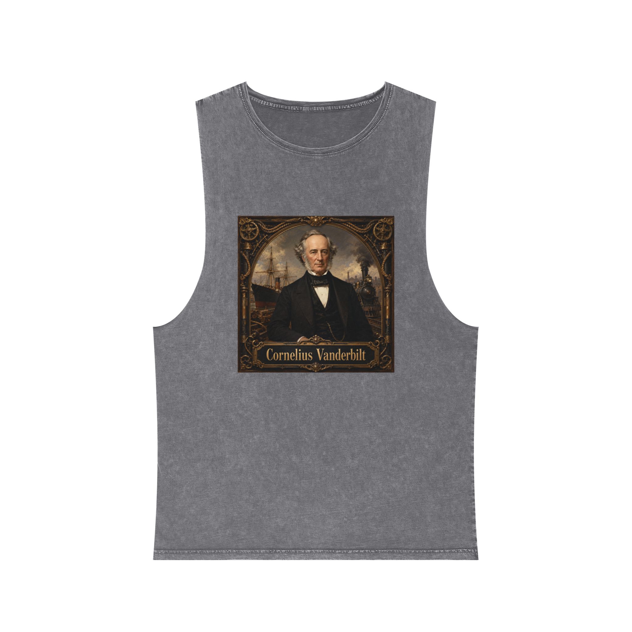 Cornelius Vanderbilt Unisex Stonewash Tank Top - Image 9