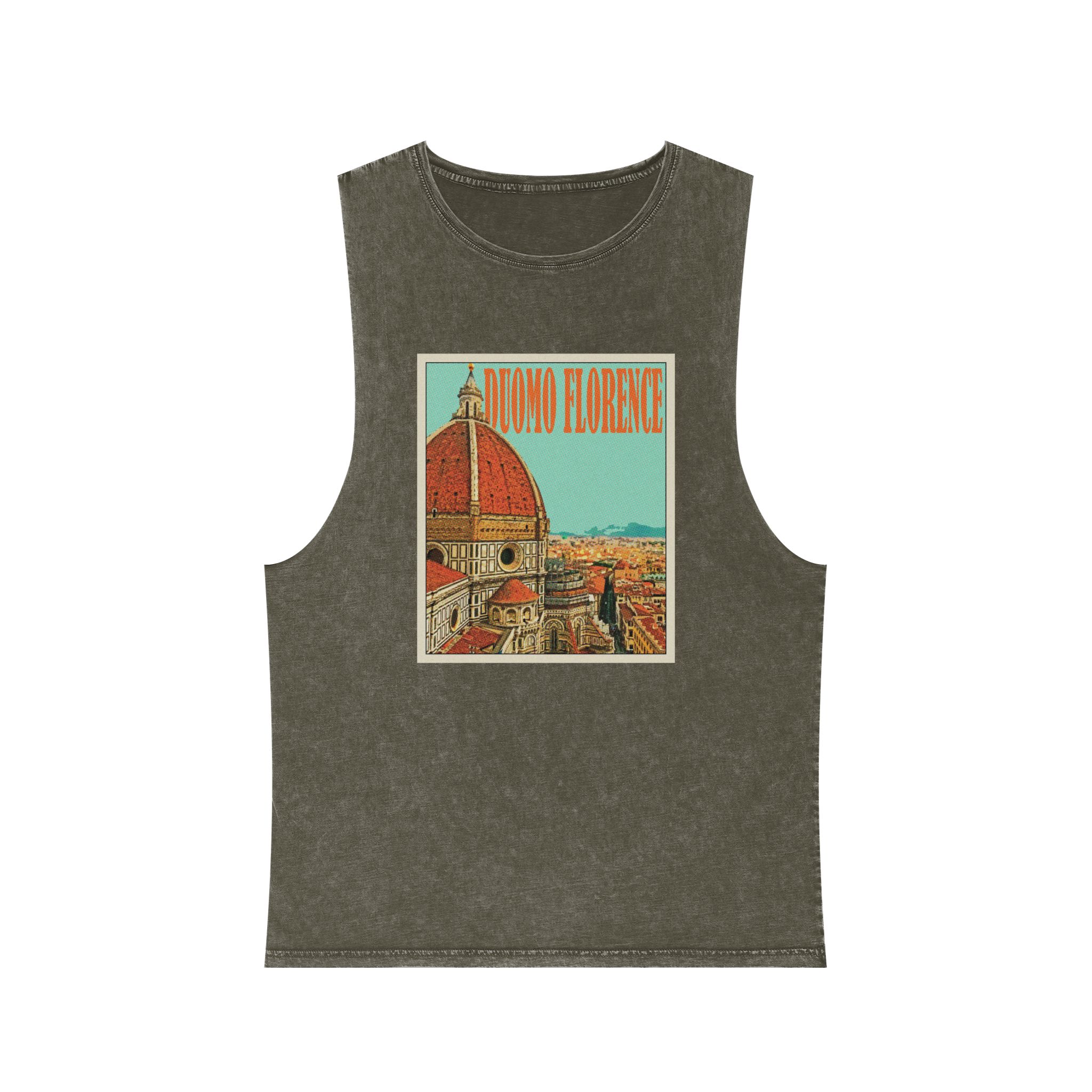 Duomo Florence Retro Travel Poster Unisex Stonewash Tank Top - Image 5