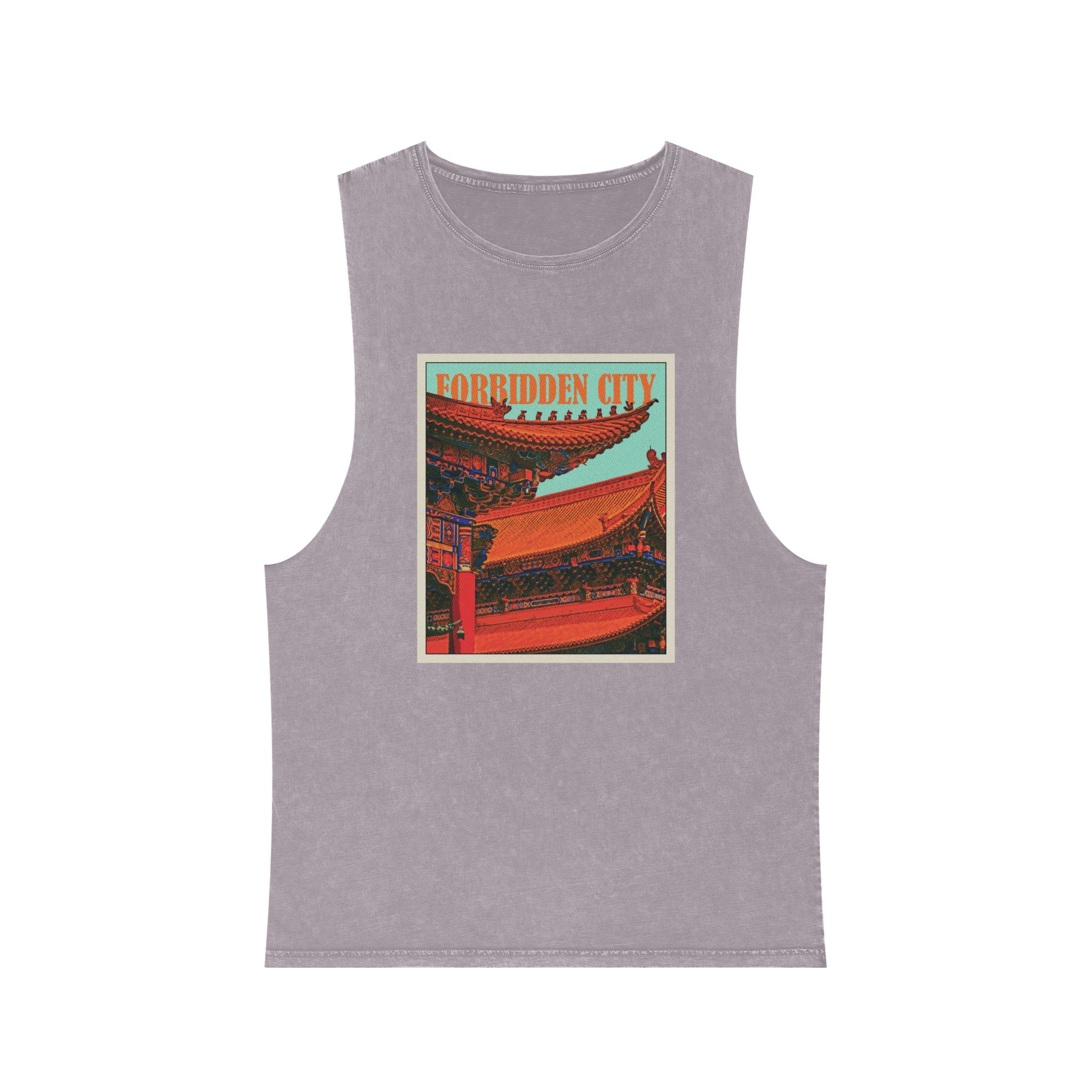 Forbidden City Retro Travel Poster Unisex Stonewash Tank Top - Image 17