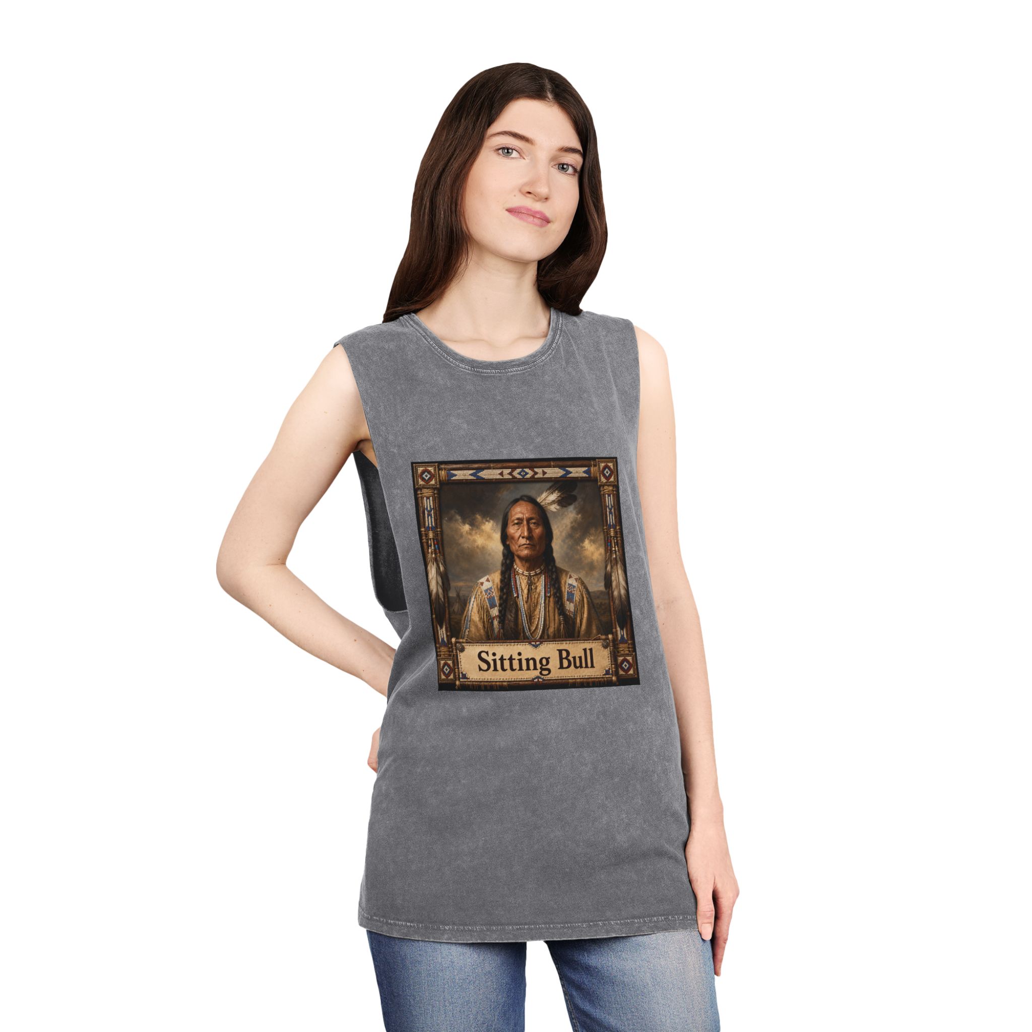 Sitting Bull Unisex Stonewash Tank Top - Image 12