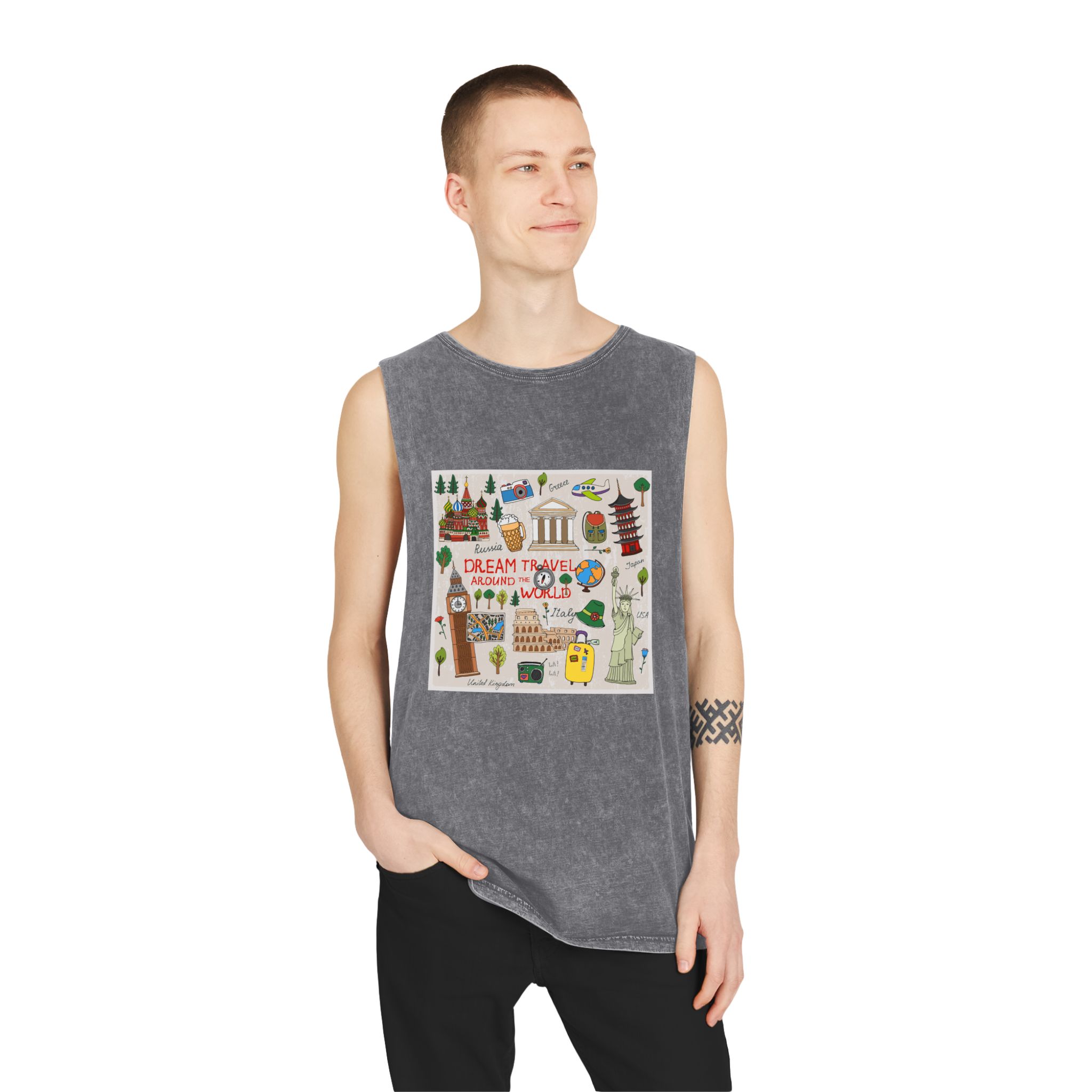 Historical Design AC647D Unisex Stonewash Tank Top - Image 11