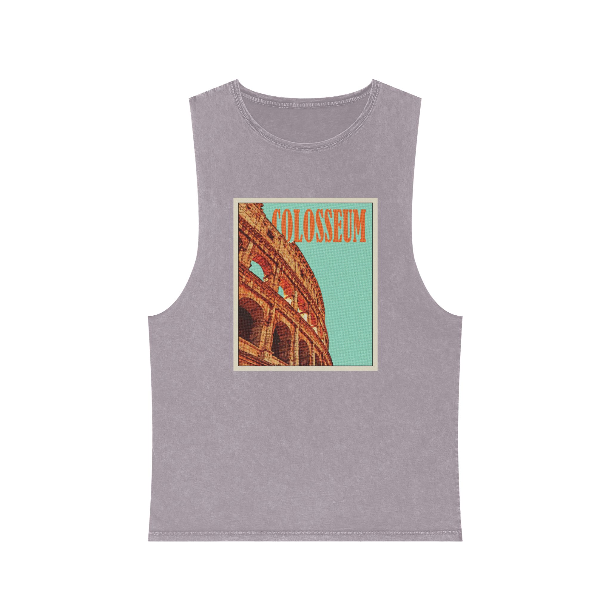 Colosseum Retro Travel Poster (2) Unisex Stonewash Tank Top - Image 17