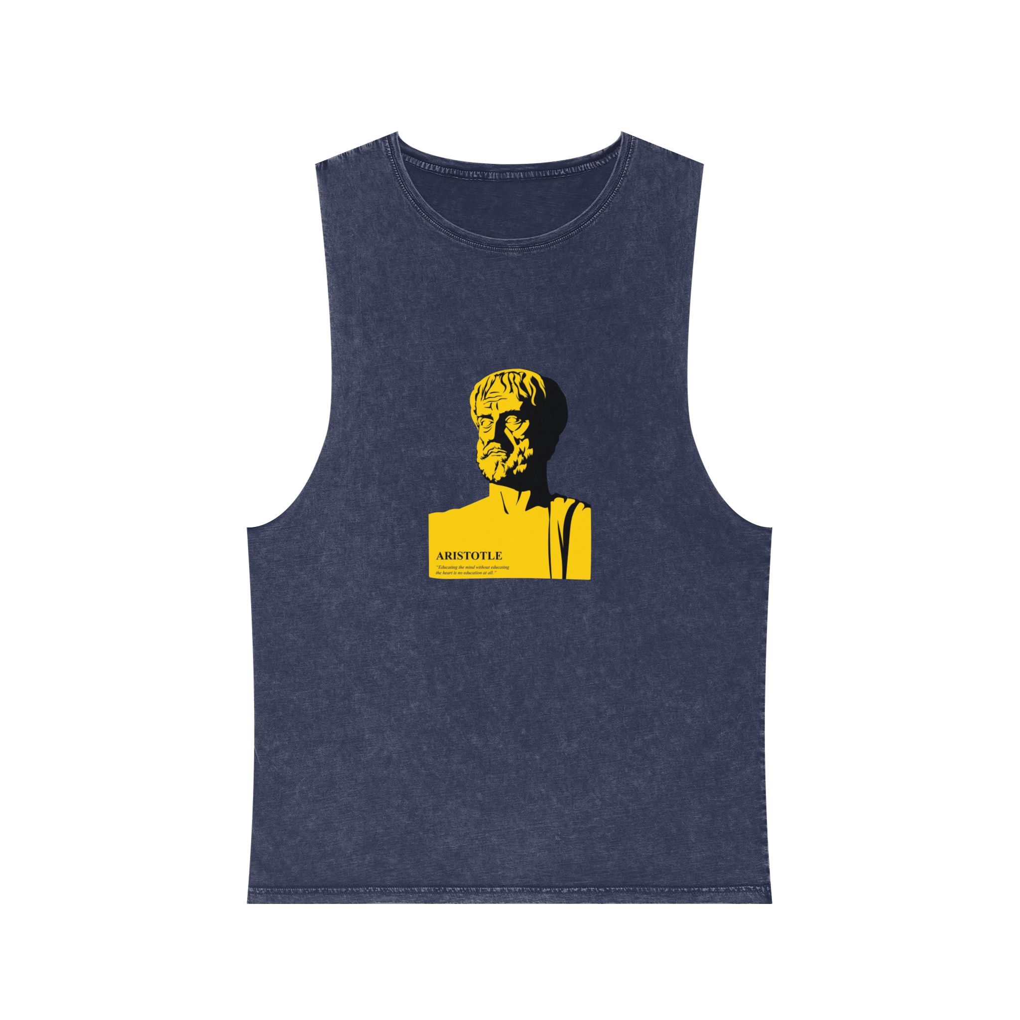 Aristotle Silhuette Flat Art Graphic Art Aristotle With Quote Unisex Stonewash Tank Top - Image 13
